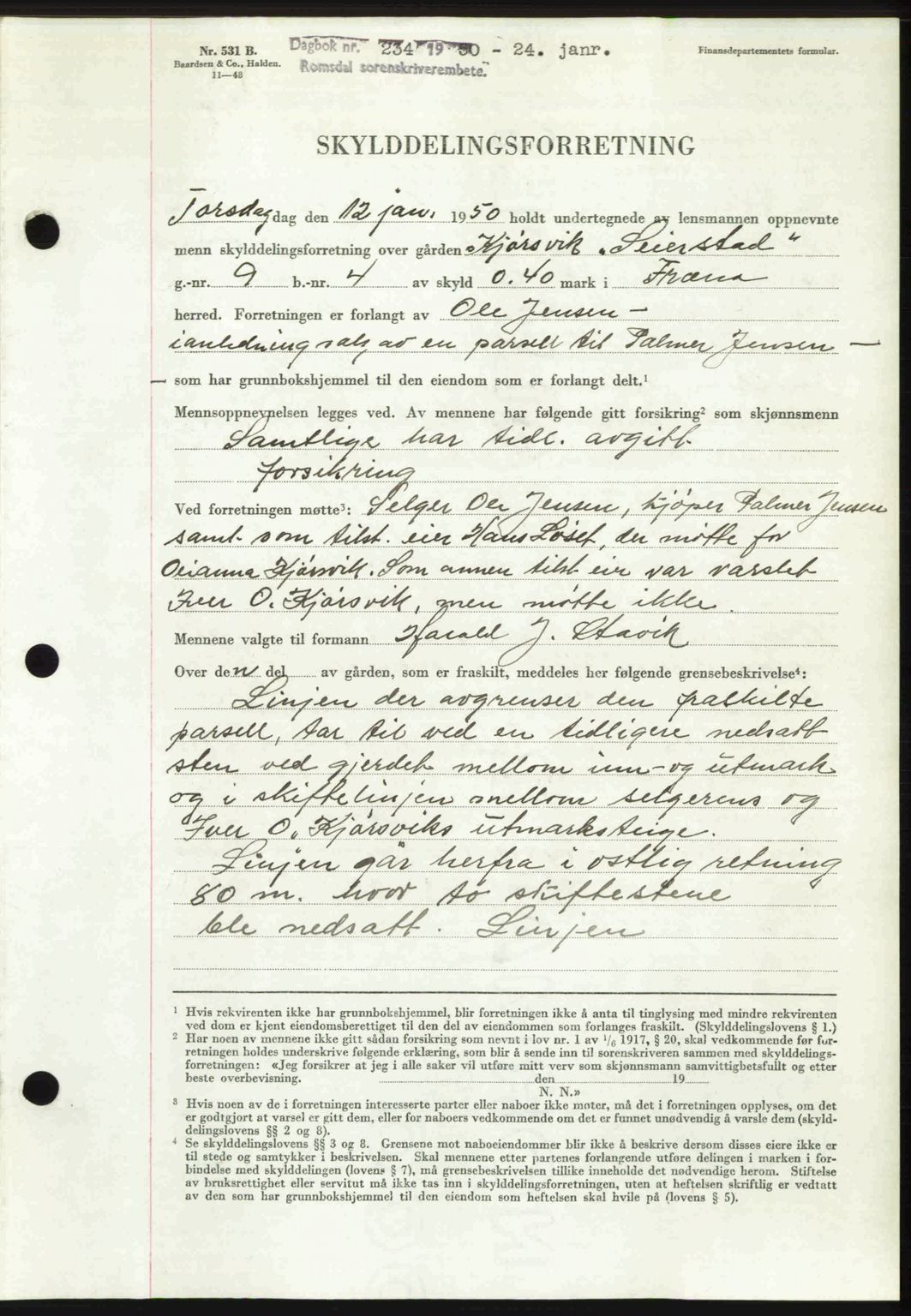 Romsdal sorenskriveri, AV/SAT-A-4149/1/2/2C: Mortgage book no. A32, 1950-1950, Diary no: : 234/1950