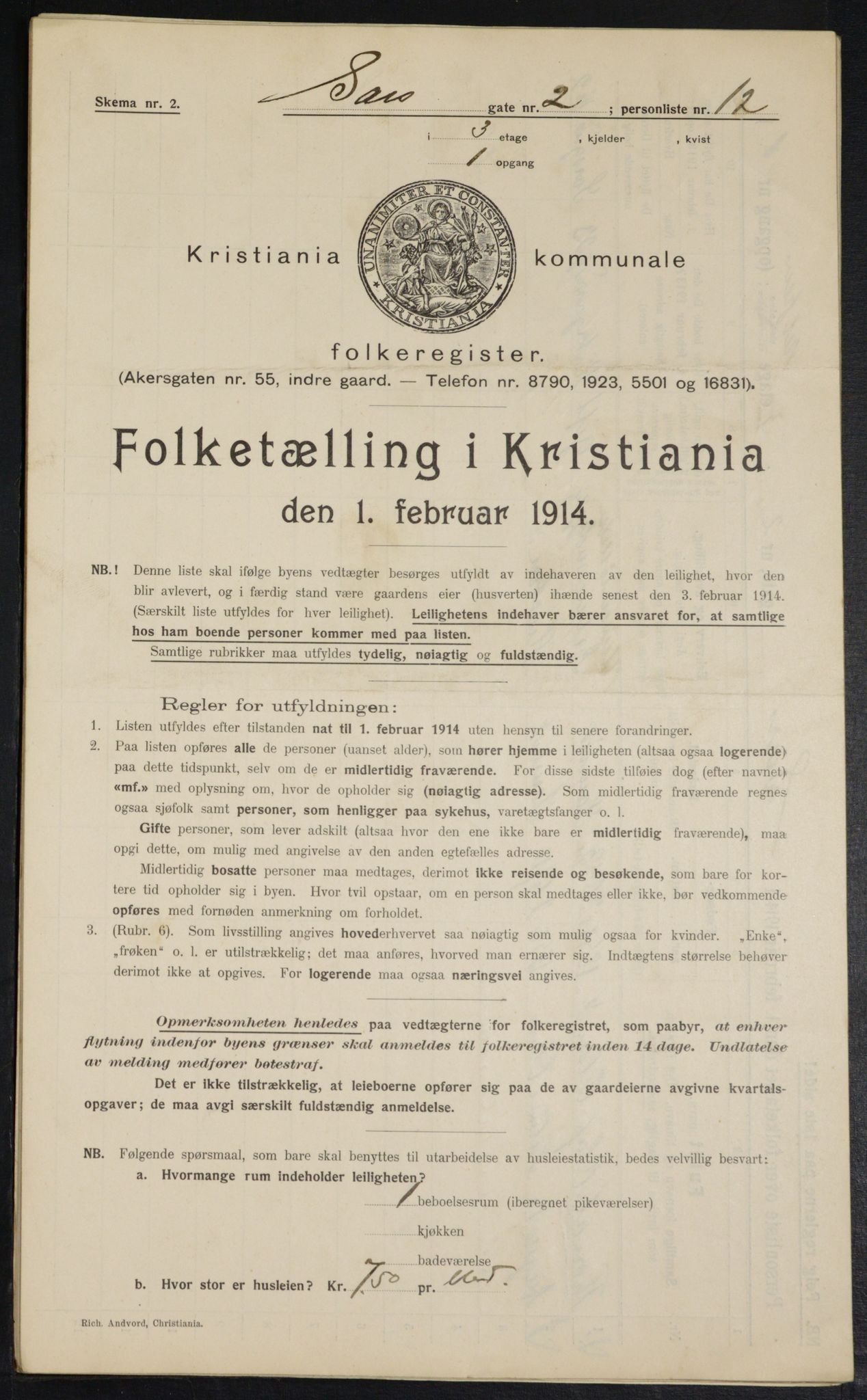 OBA, Municipal Census 1914 for Kristiania, 1914, p. 89040