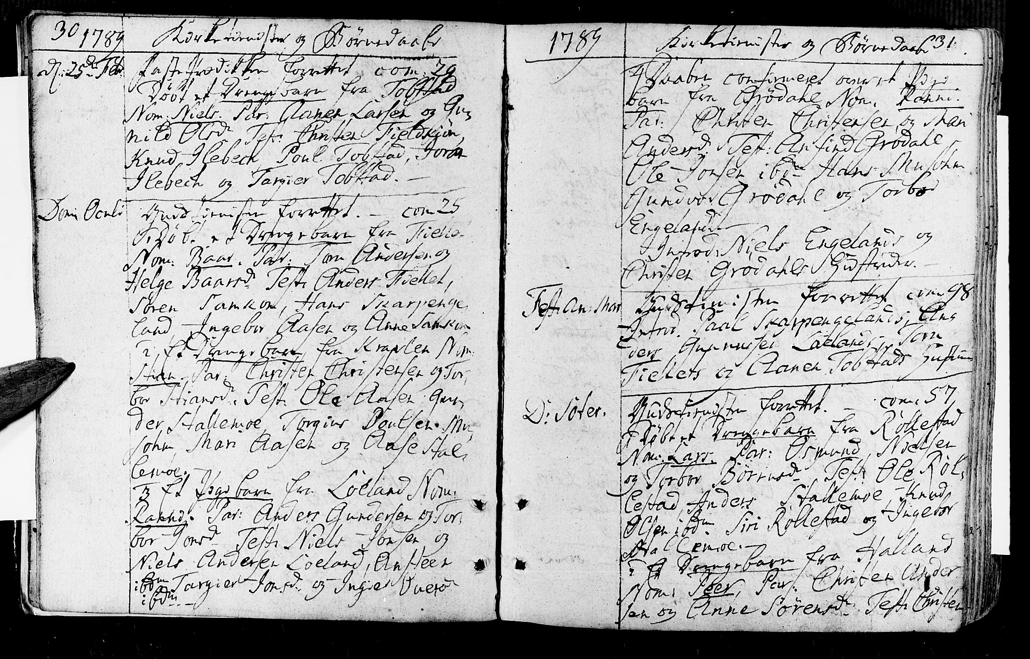 Vennesla sokneprestkontor, AV/SAK-1111-0045/Fa/Fac/L0002: Parish register (official) no. A 2, 1785-1834, p. 30-31