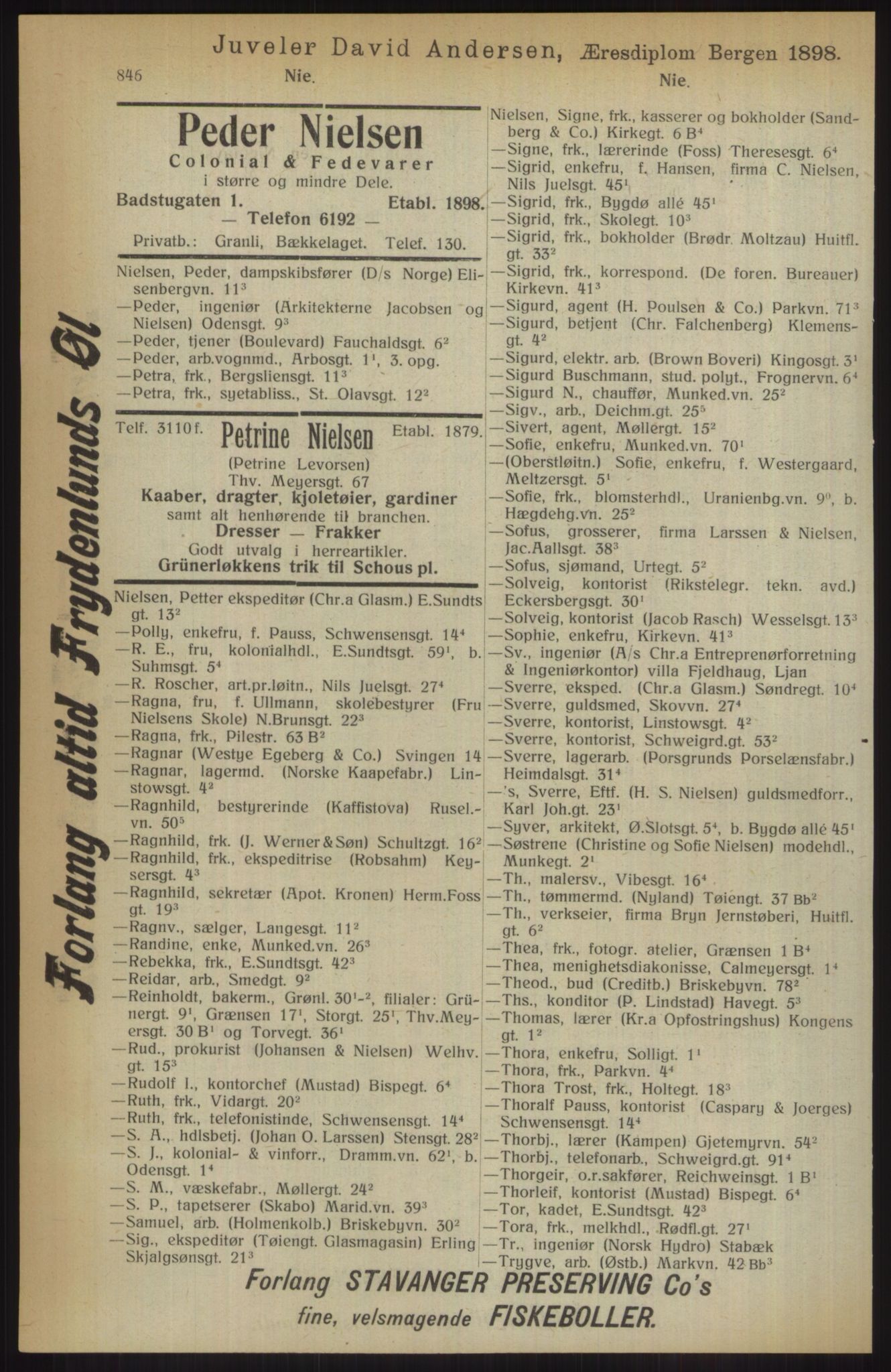 Kristiania/Oslo adressebok, PUBL/-, 1914, p. 846