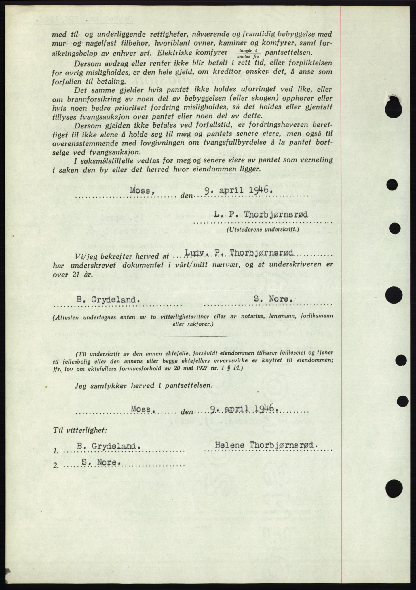 Moss sorenskriveri, SAO/A-10168: Mortgage book no. B15, 1946-1946, Diary no: : 696/1946