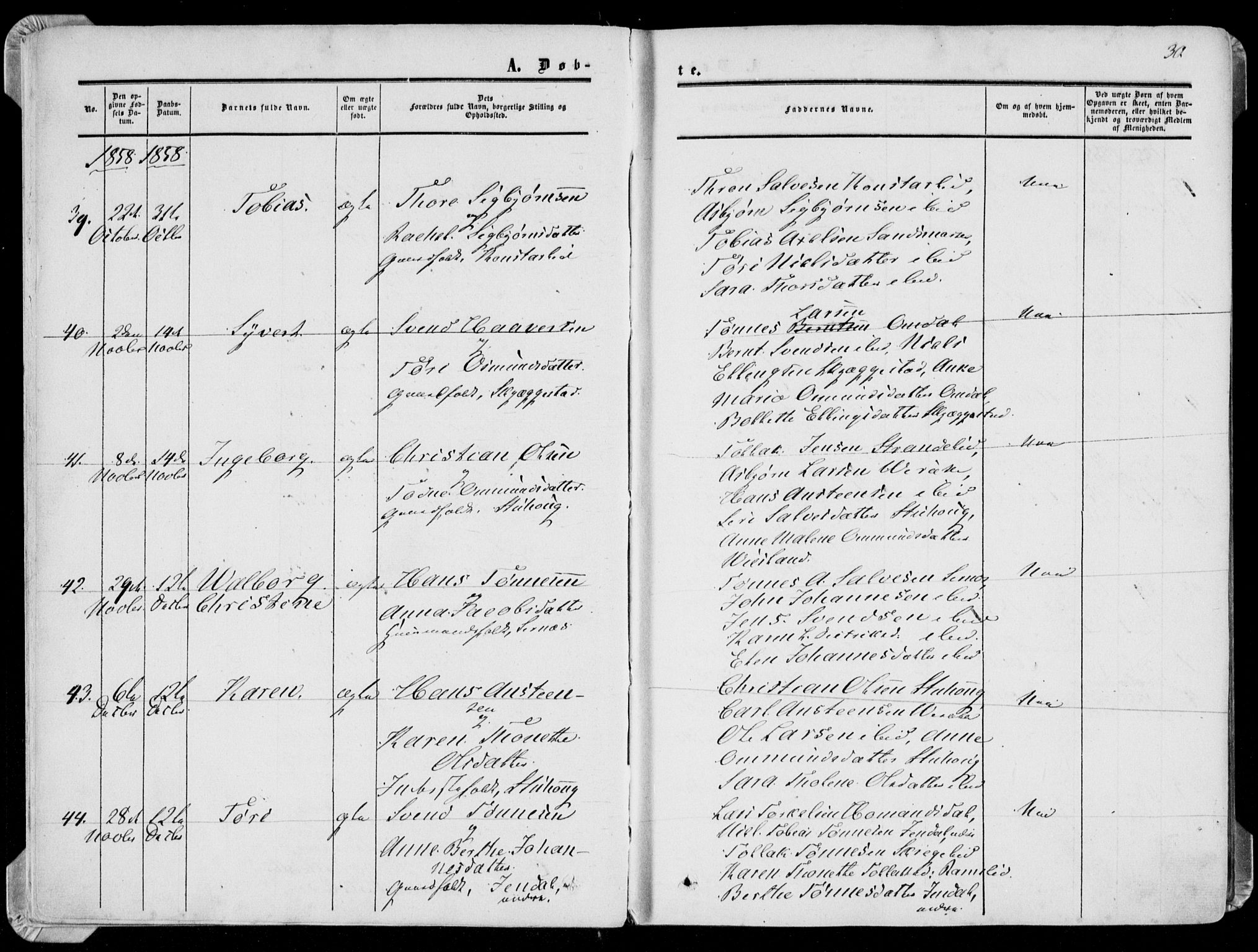 Bakke sokneprestkontor, AV/SAK-1111-0002/F/Fa/Faa/L0006: Parish register (official) no. A 6, 1855-1877, p. 30