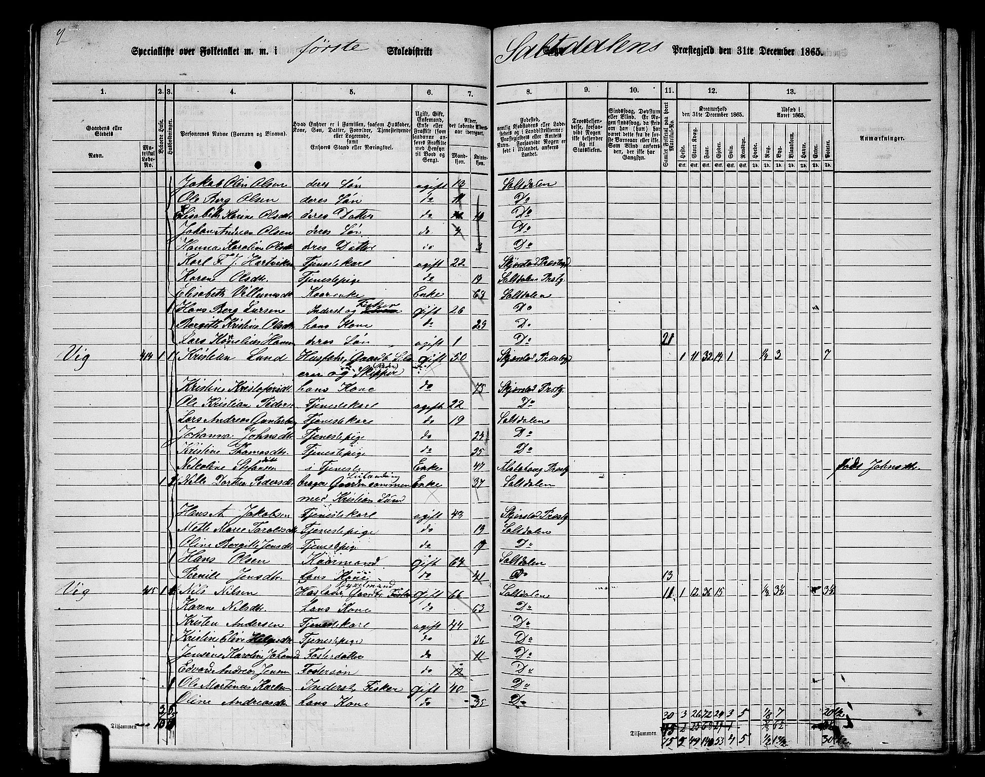 RA, 1865 census for Saltdal, 1865, p. 7