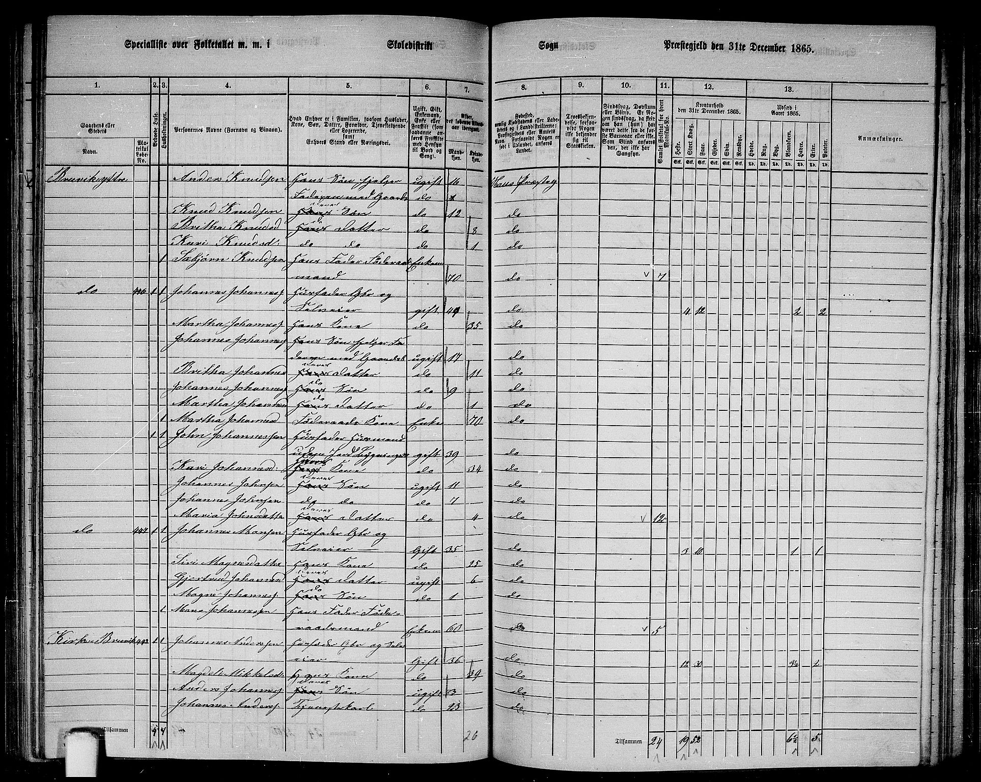 RA, 1865 census for Haus, 1865, p. 175