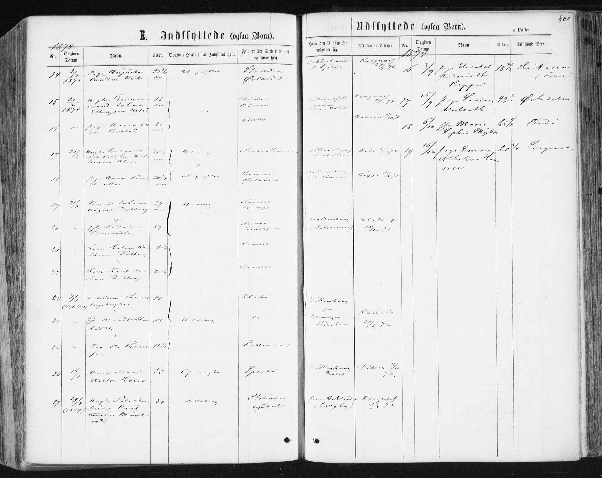 Ministerialprotokoller, klokkerbøker og fødselsregistre - Sør-Trøndelag, SAT/A-1456/604/L0186: Parish register (official) no. 604A07, 1866-1877, p. 600
