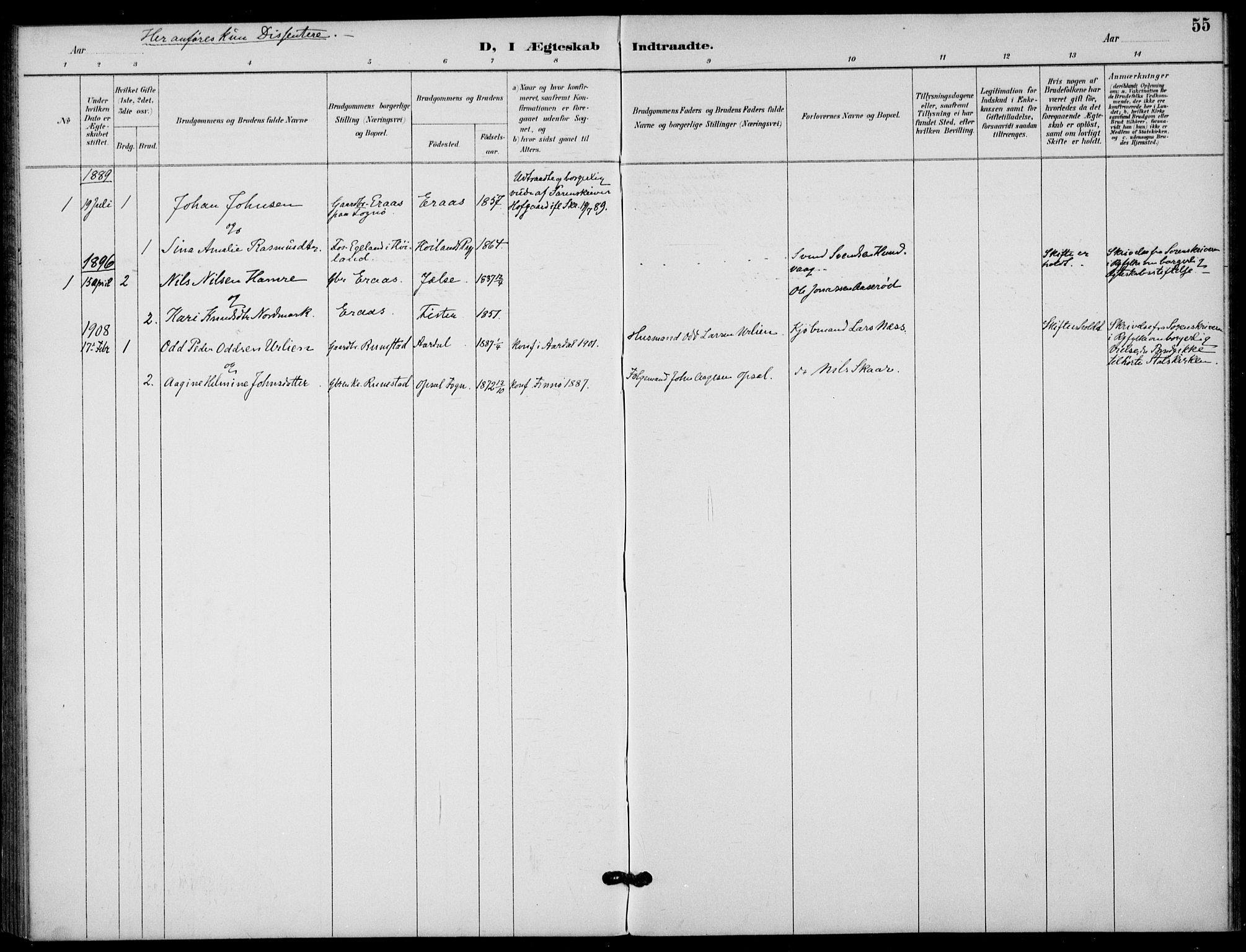 Finnøy sokneprestkontor, SAST/A-101825/H/Ha/Haa/L0012: Parish register (official) no. A 12, 1889-1917, p. 55