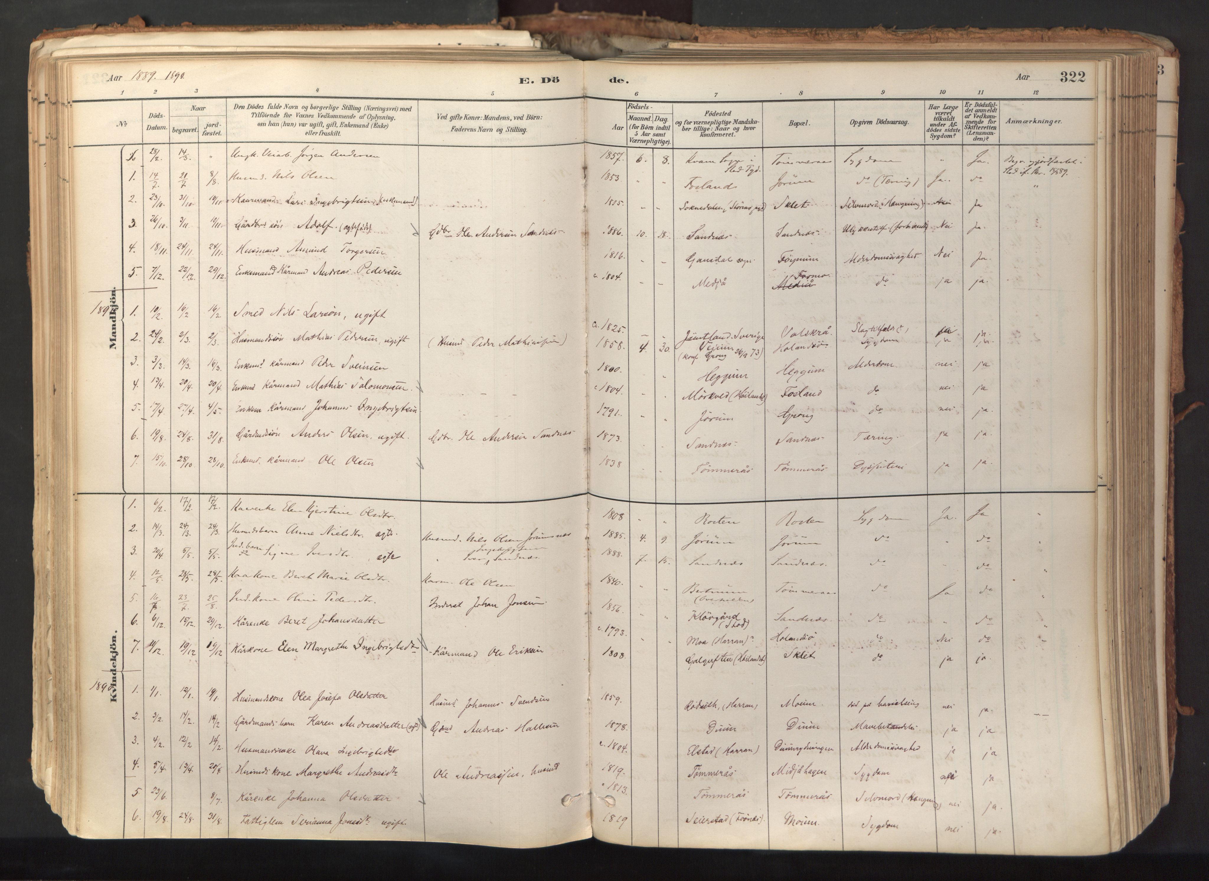 Ministerialprotokoller, klokkerbøker og fødselsregistre - Nord-Trøndelag, SAT/A-1458/758/L0519: Parish register (official) no. 758A04, 1880-1926, p. 322