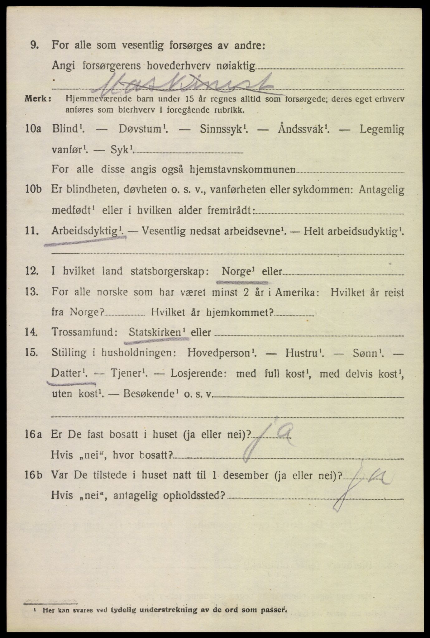 SAK, 1920 census for Oddernes, 1920, p. 13106