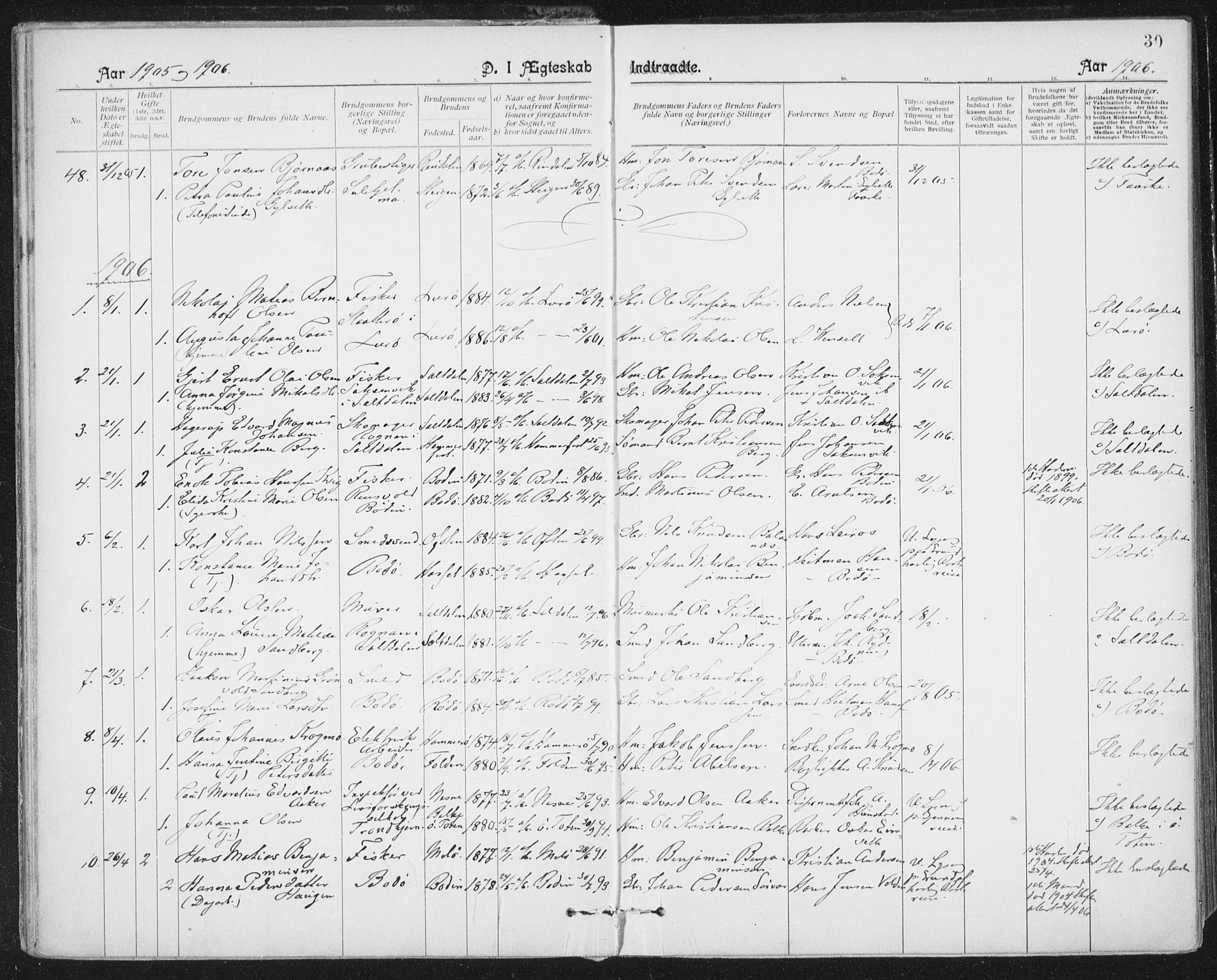 Ministerialprotokoller, klokkerbøker og fødselsregistre - Nordland, SAT/A-1459/801/L0012: Parish register (official) no. 801A12, 1900-1916, p. 30