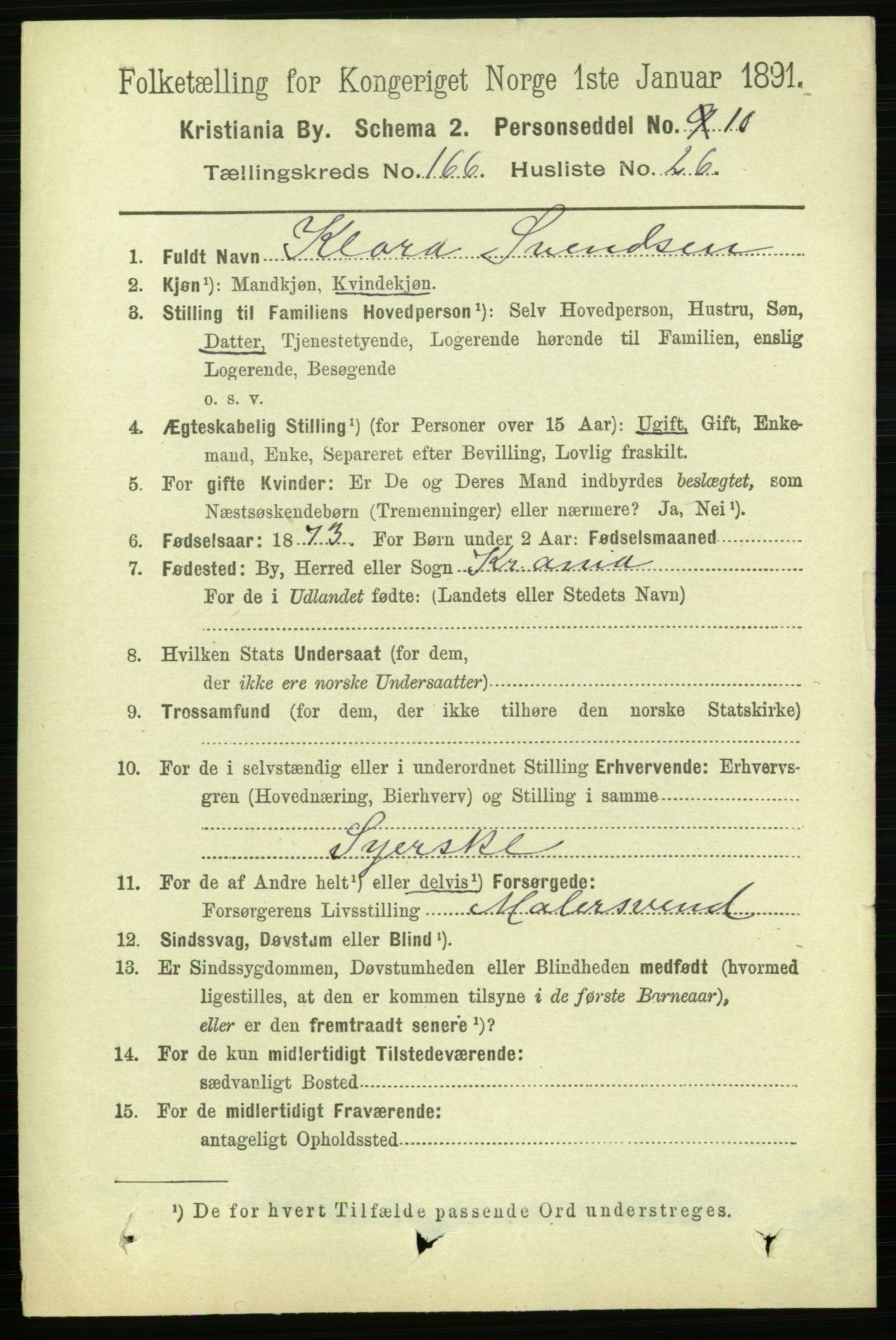 RA, 1891 census for 0301 Kristiania, 1891, p. 97189