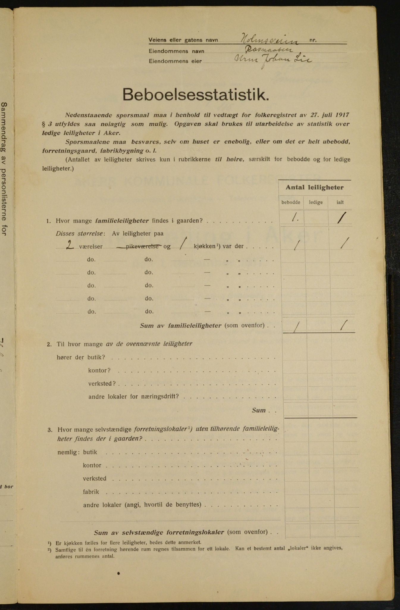 OBA, Municipal Census 1917 for Aker, 1917, p. 16342