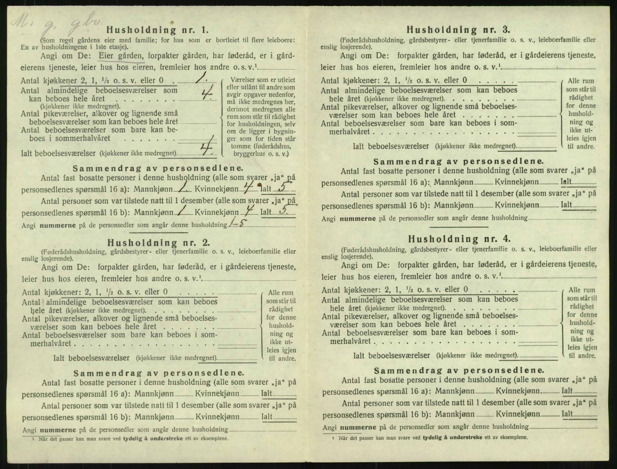 SAT, 1920 census for Kvernes, 1920, p. 124