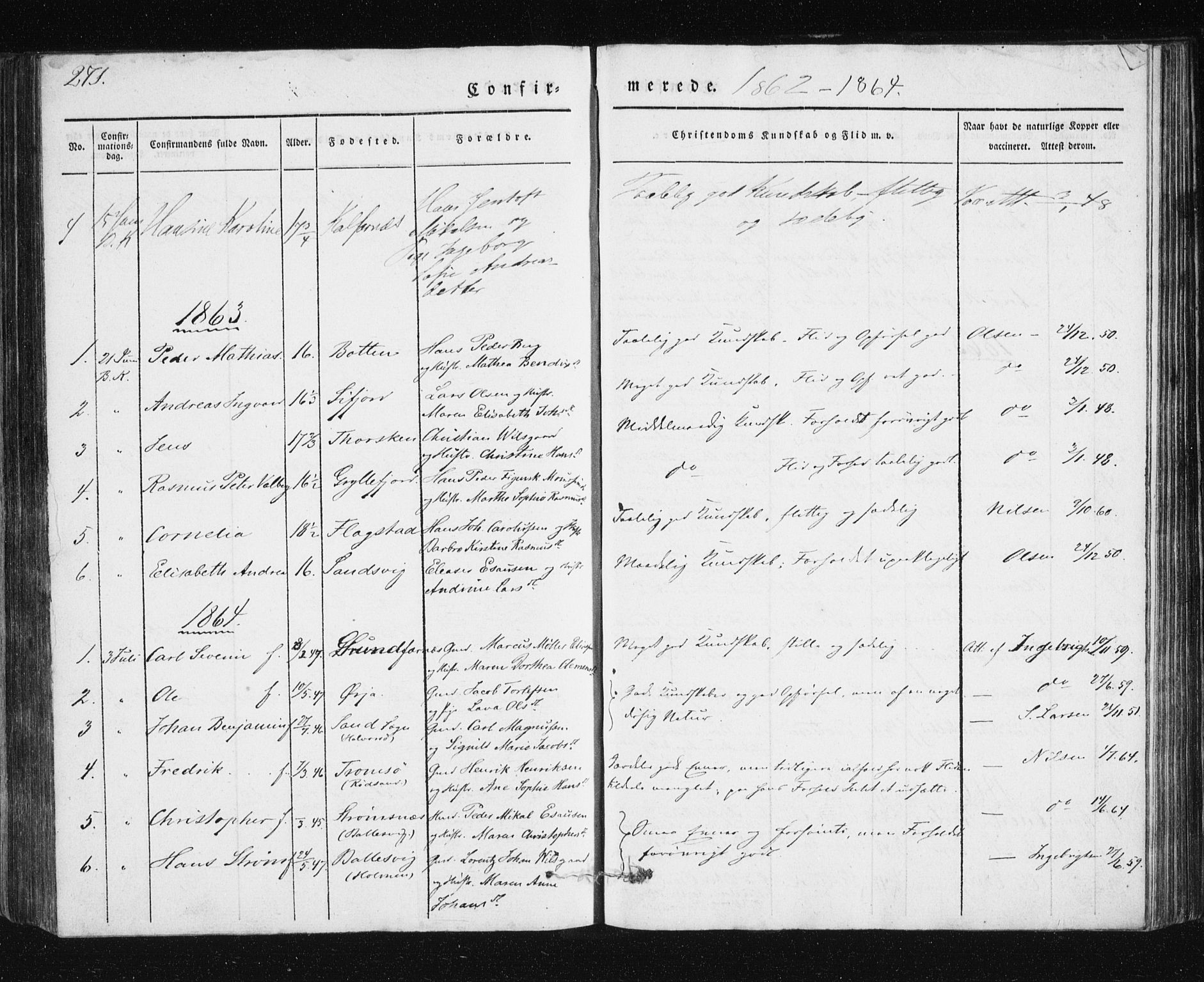 Berg sokneprestkontor, SATØ/S-1318/G/Ga/Gab/L0011klokker: Parish register (copy) no. 11, 1833-1878, p. 271