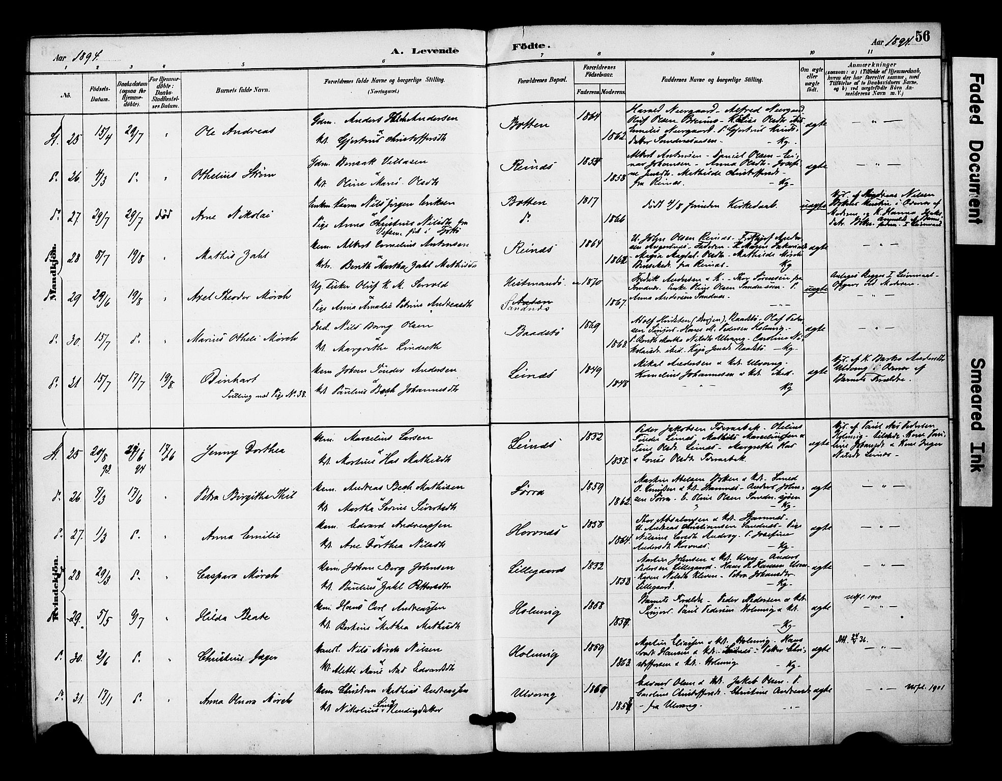 Ministerialprotokoller, klokkerbøker og fødselsregistre - Nordland, AV/SAT-A-1459/831/L0471: Parish register (official) no. 831A02, 1886-1901, p. 56