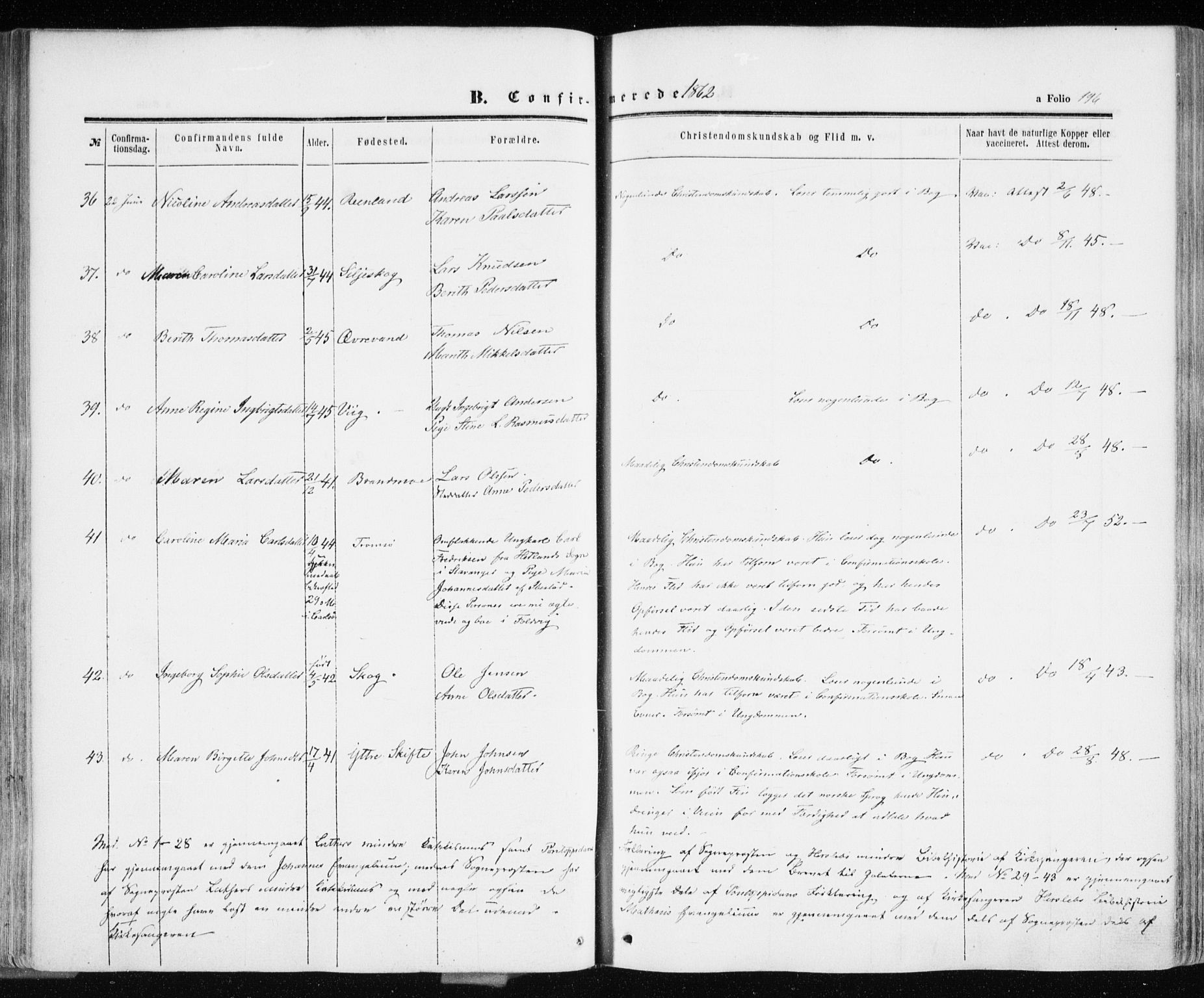 Ibestad sokneprestembete, AV/SATØ-S-0077/H/Ha/Haa/L0009kirke: Parish register (official) no. 9, 1859-1868, p. 196