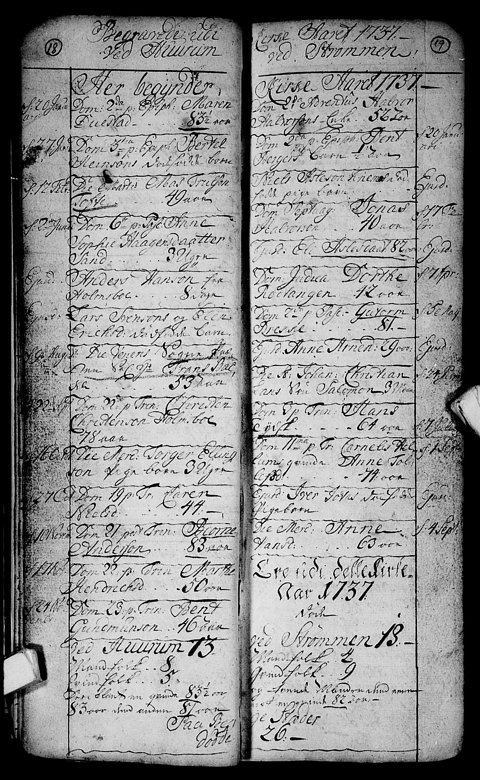 Hurum kirkebøker, AV/SAKO-A-229/F/Fa/L0004: Parish register (official) no. 4, 1733-1757, p. 18-19