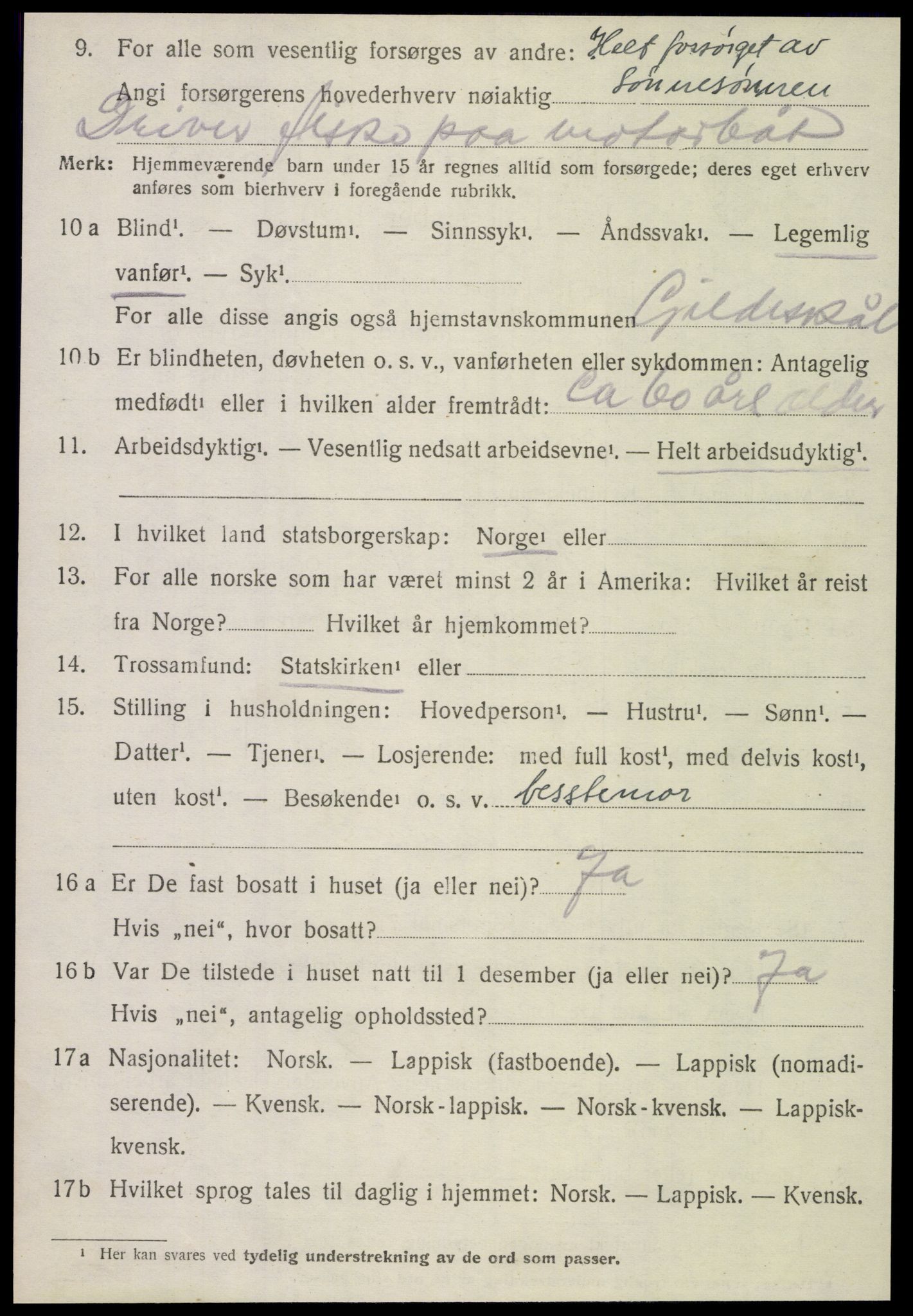 SAT, 1920 census for Gildeskål, 1920, p. 1799