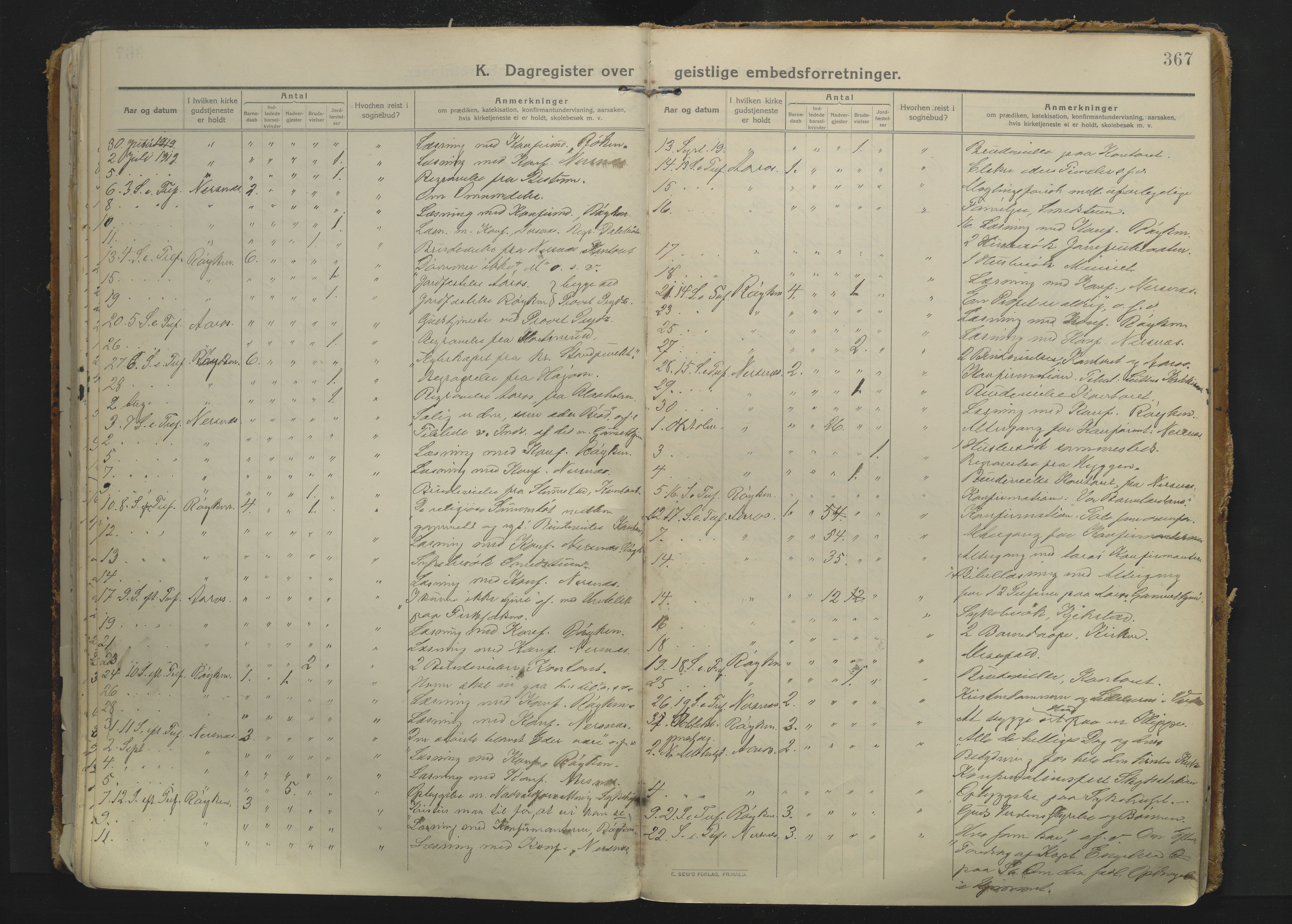 Røyken kirkebøker, AV/SAKO-A-241/F/Fa/L0010: Parish register (official) no. 10, 1912-1927, p. 367