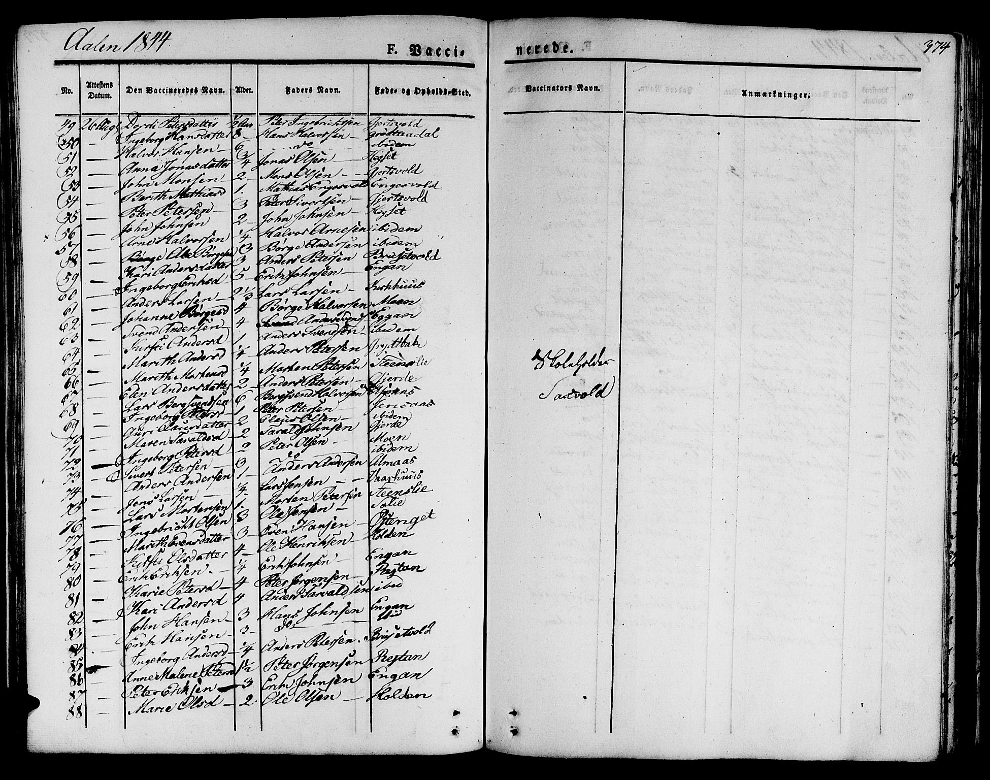 Ministerialprotokoller, klokkerbøker og fødselsregistre - Sør-Trøndelag, SAT/A-1456/685/L0962: Parish register (official) no. 685A05 /3, 1829-1845, p. 374