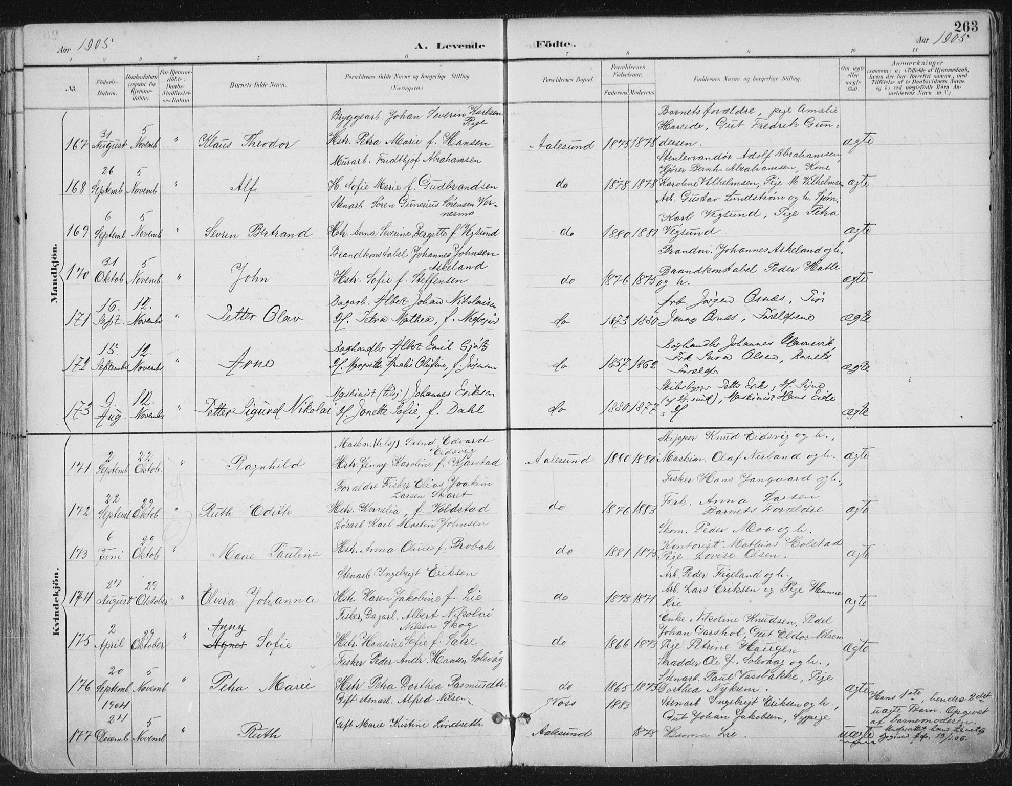 Ministerialprotokoller, klokkerbøker og fødselsregistre - Møre og Romsdal, AV/SAT-A-1454/529/L0456: Parish register (official) no. 529A06, 1894-1906, p. 263