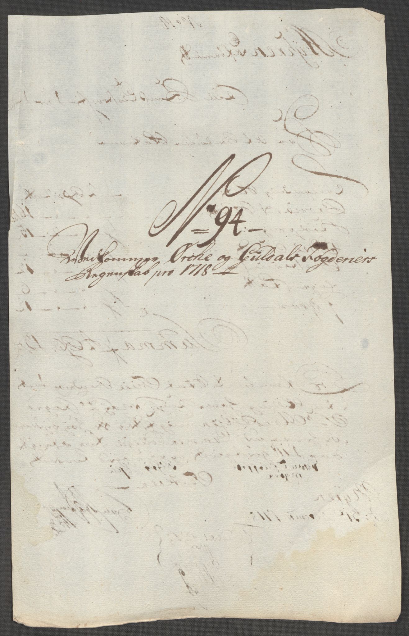 Rentekammeret inntil 1814, Reviderte regnskaper, Fogderegnskap, AV/RA-EA-4092/R60/L3972: Fogderegnskap Orkdal og Gauldal, 1718, p. 246