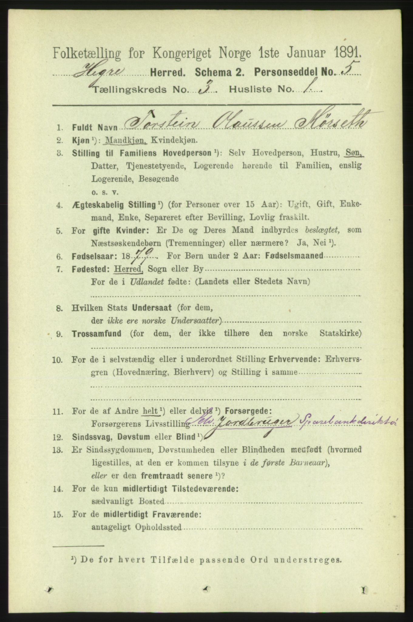 RA, 1891 census for 1712 Hegra, 1891, p. 1043
