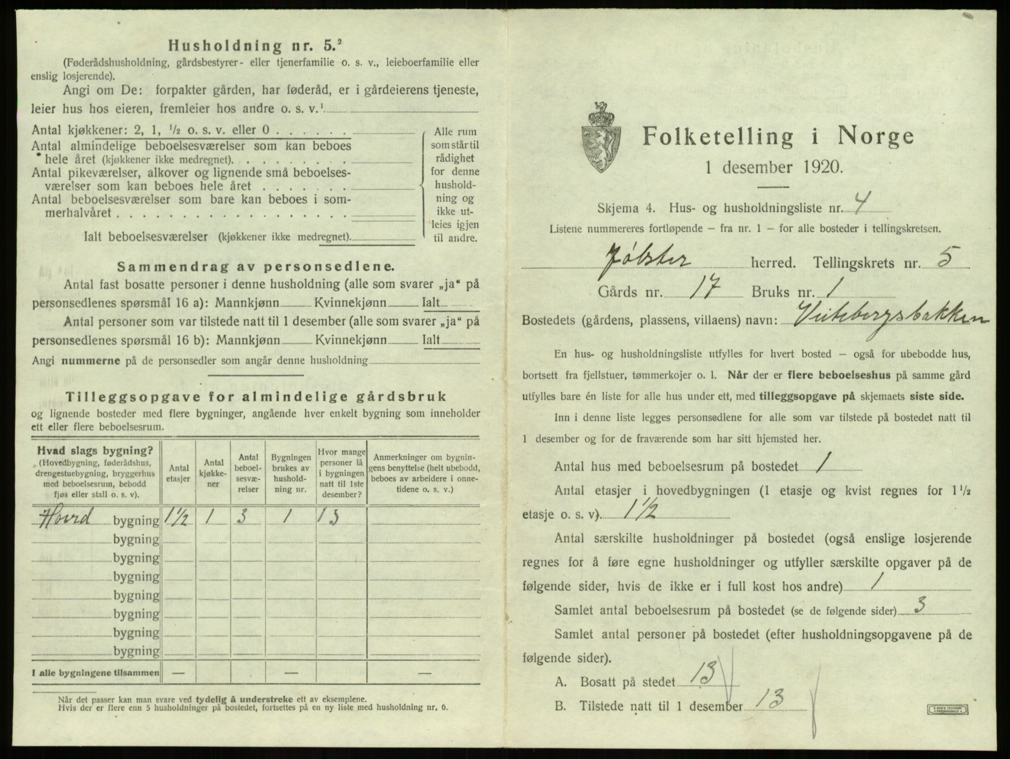 SAB, 1920 census for Jølster, 1920, p. 357