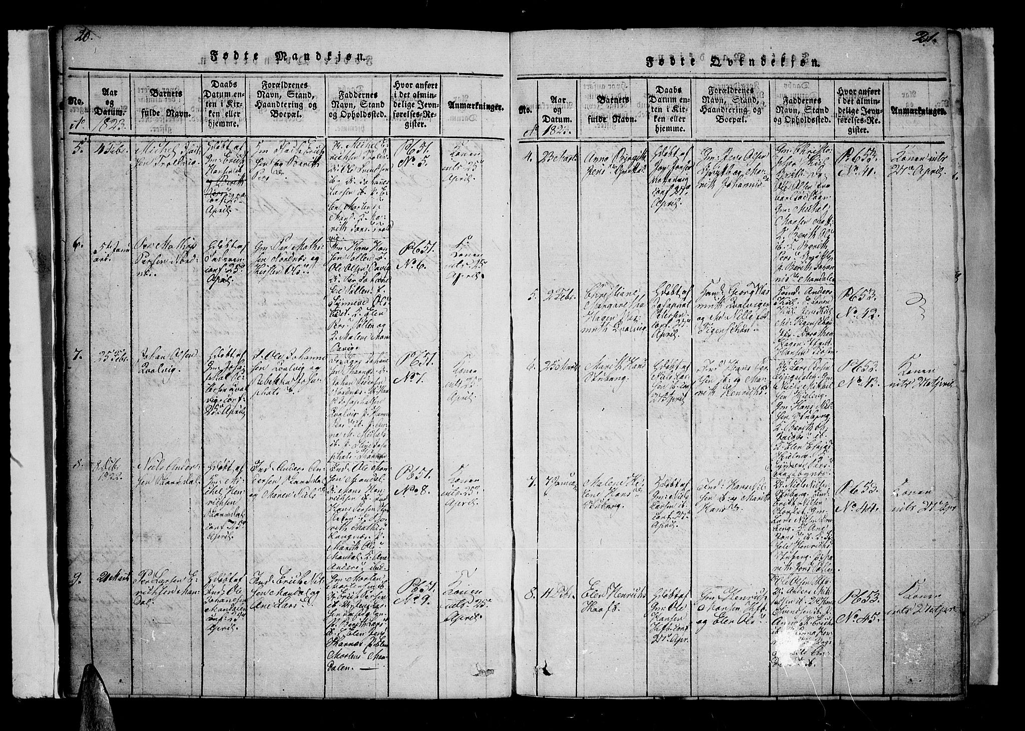 Lyngen sokneprestembete, AV/SATØ-S-1289/H/He/Hea/L0003kirke: Parish register (official) no. 3, 1822-1838, p. 20-21