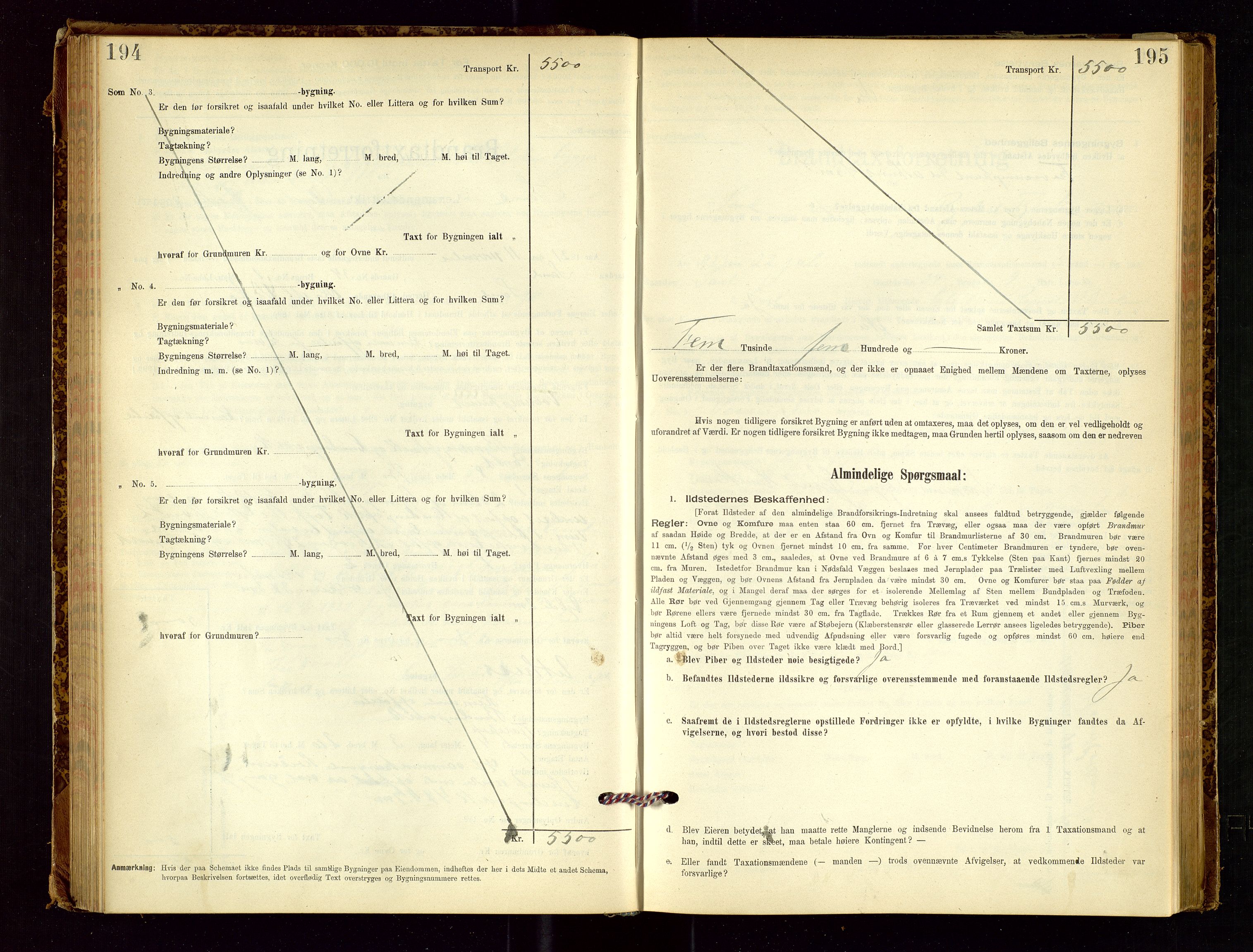 Sand lensmannskontor, AV/SAST-A-100415/Goc/L0001: "Brandtaxationsprotokol", 1895-1935, p. 194-195