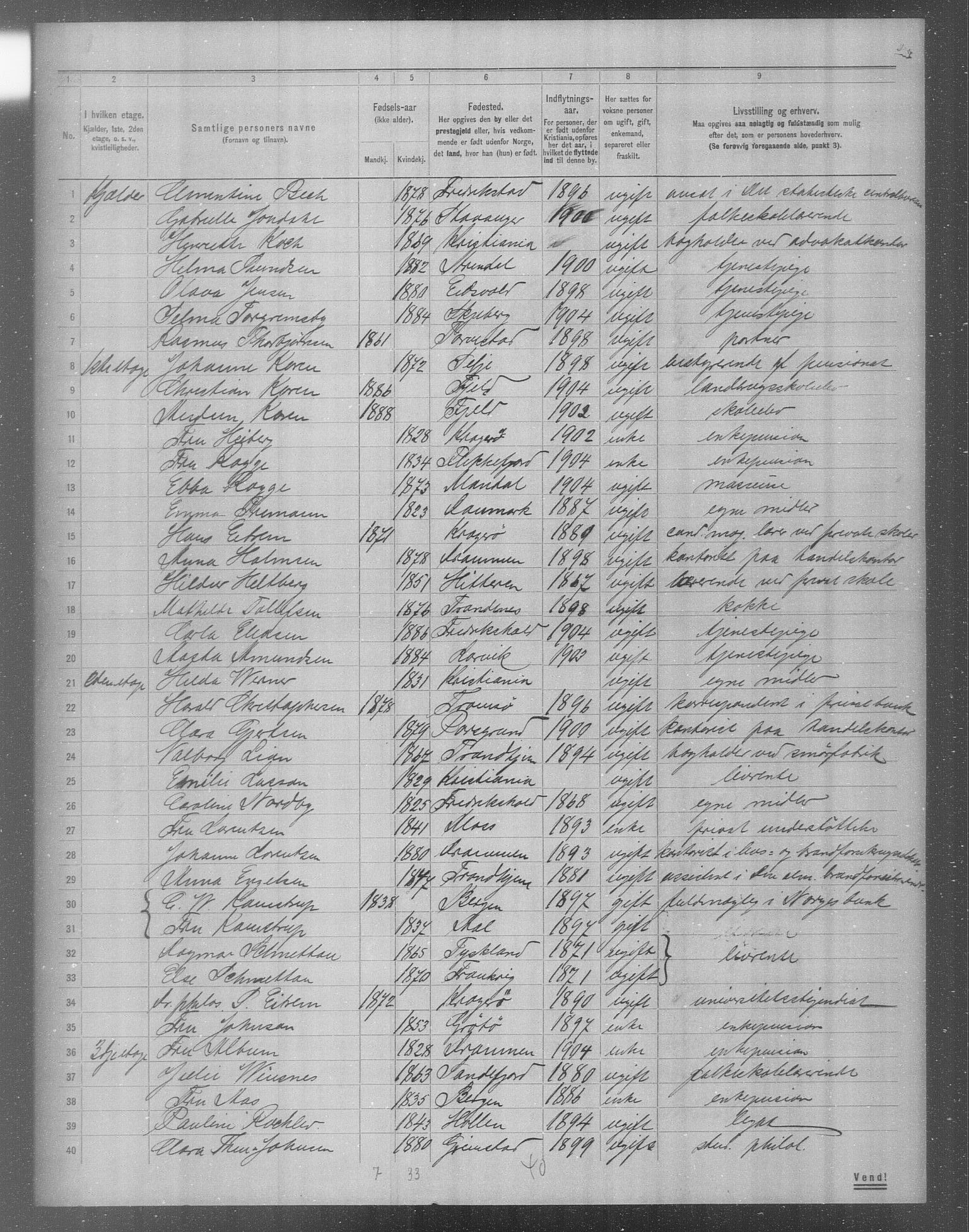 OBA, Municipal Census 1904 for Kristiania, 1904, p. 16071