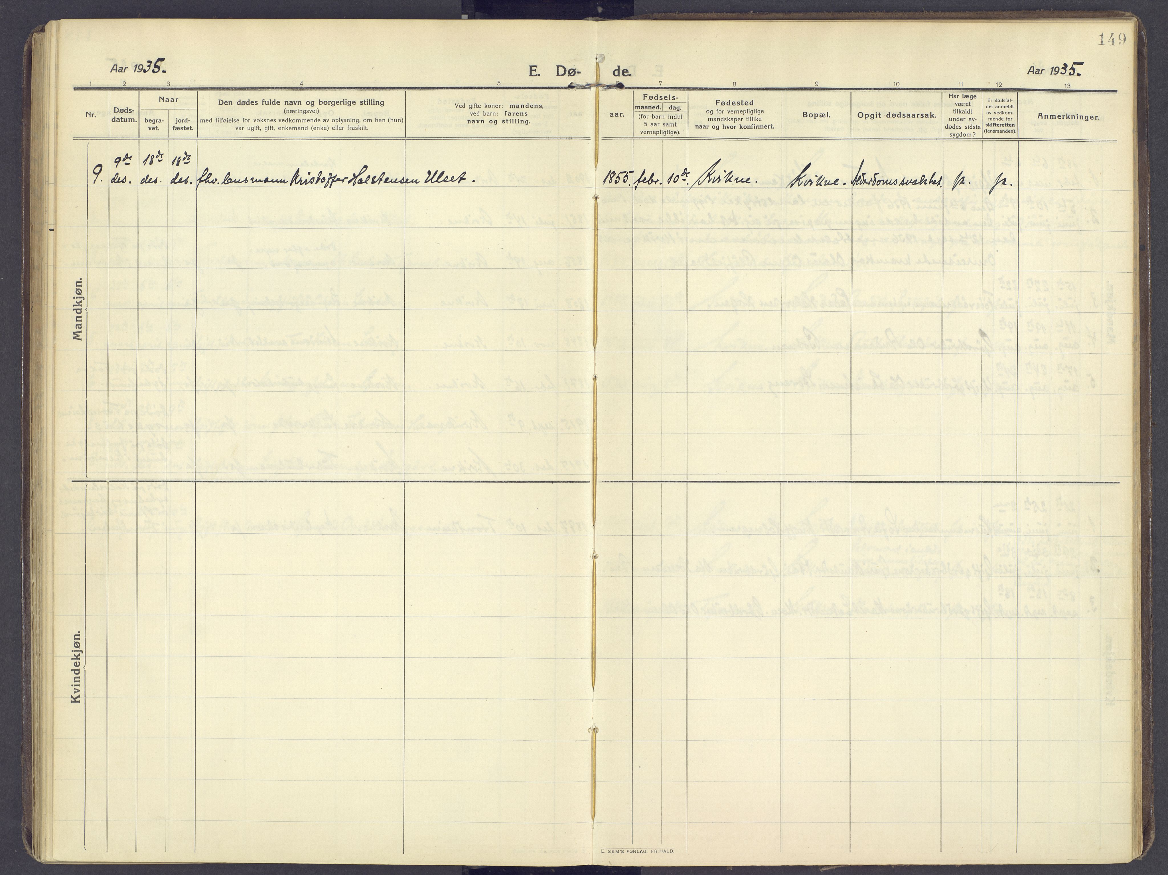 Kvikne prestekontor, AV/SAH-PREST-064/H/Ha/Haa/L0009: Parish register (official) no. 9, 1911-1942, p. 149