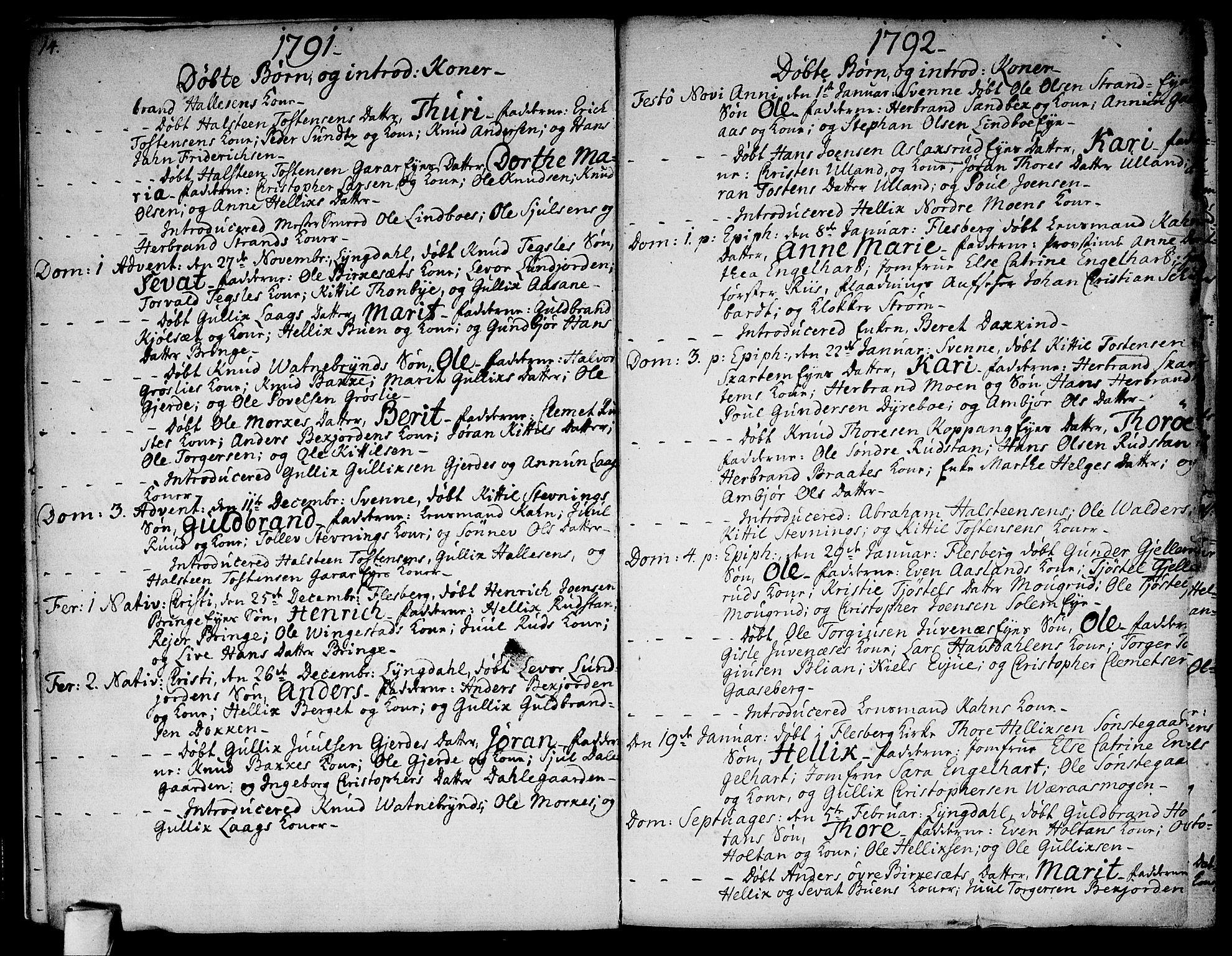 Flesberg kirkebøker, SAKO/A-18/F/Fa/L0004: Parish register (official) no. I 4, 1788-1815, p. 14-15