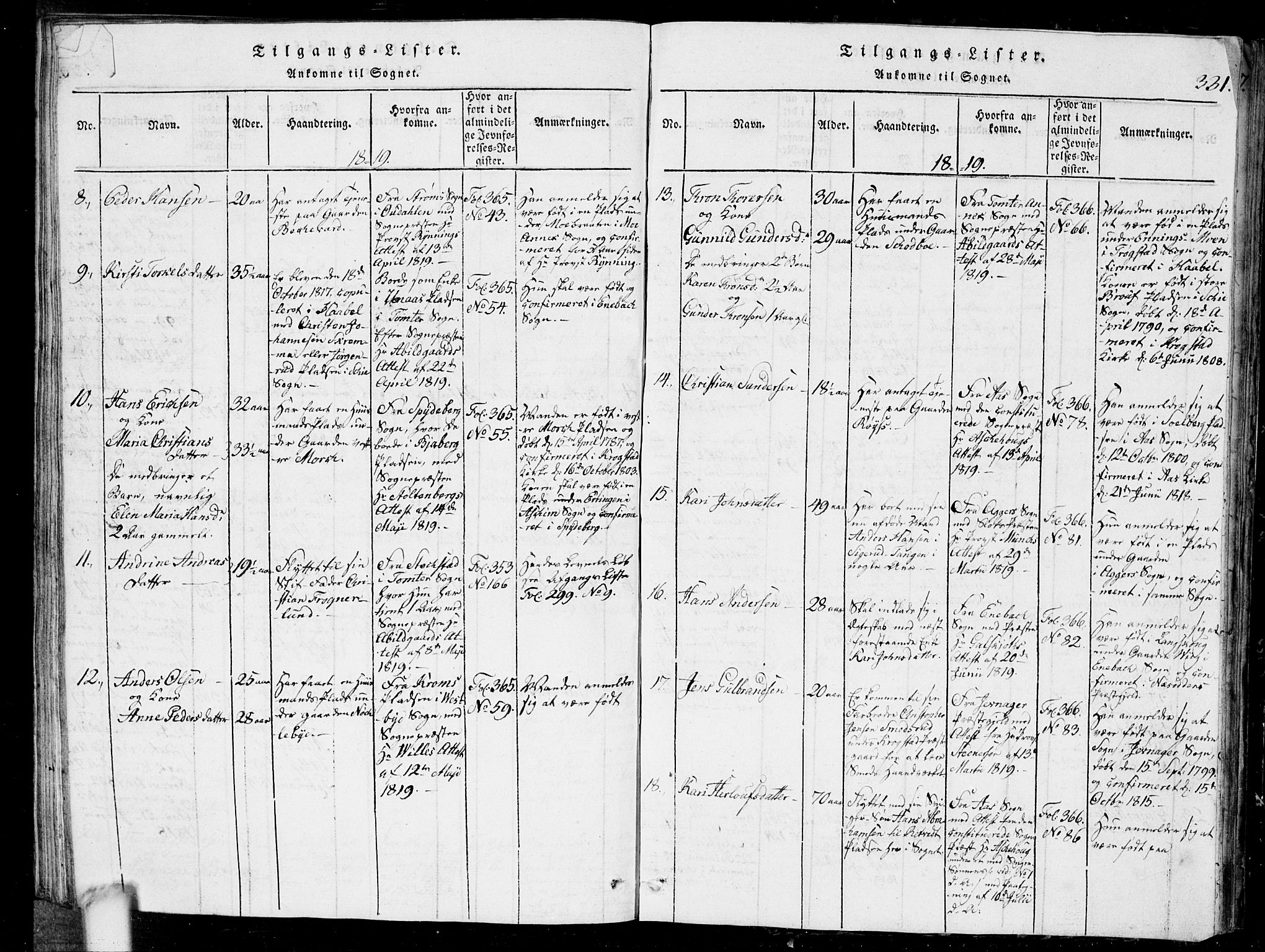 Kråkstad prestekontor Kirkebøker, AV/SAO-A-10125a/G/Ga/L0001: Parish register (copy) no. I 1, 1813-1824, p. 331