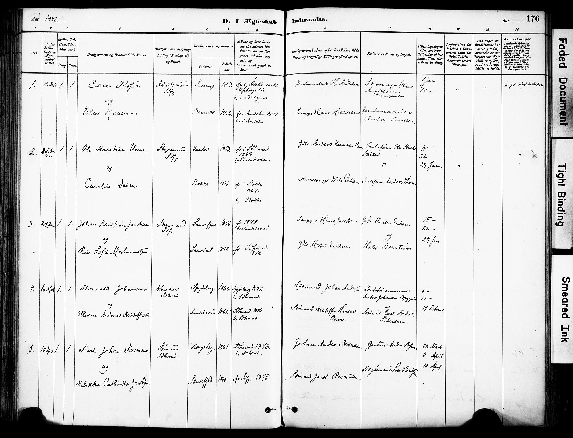 Sandefjord kirkebøker, SAKO/A-315/F/Fa/L0002: Parish register (official) no. 2, 1880-1894, p. 176