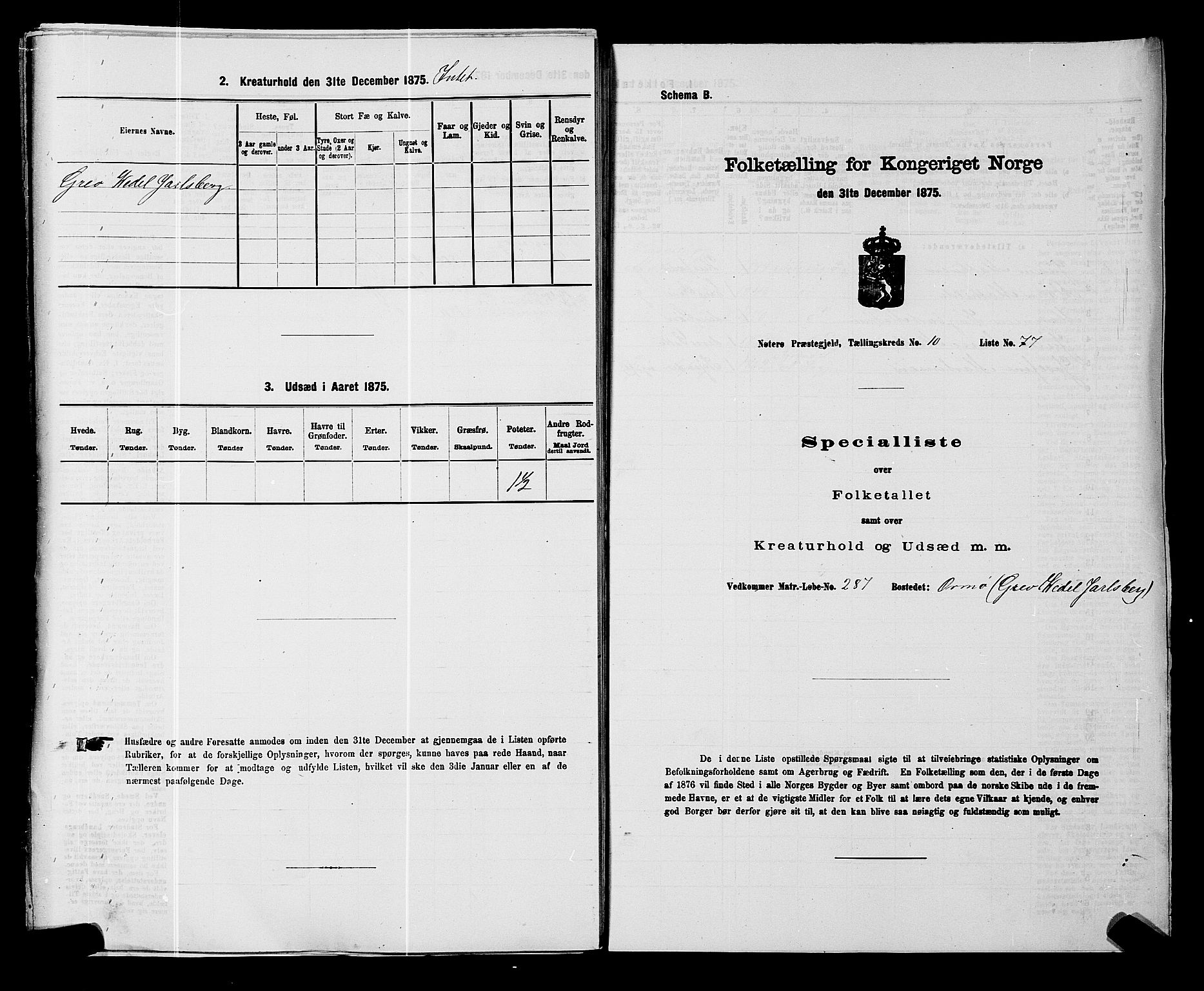 SAKO, 1875 census for 0722P Nøtterøy, 1875, p. 2126