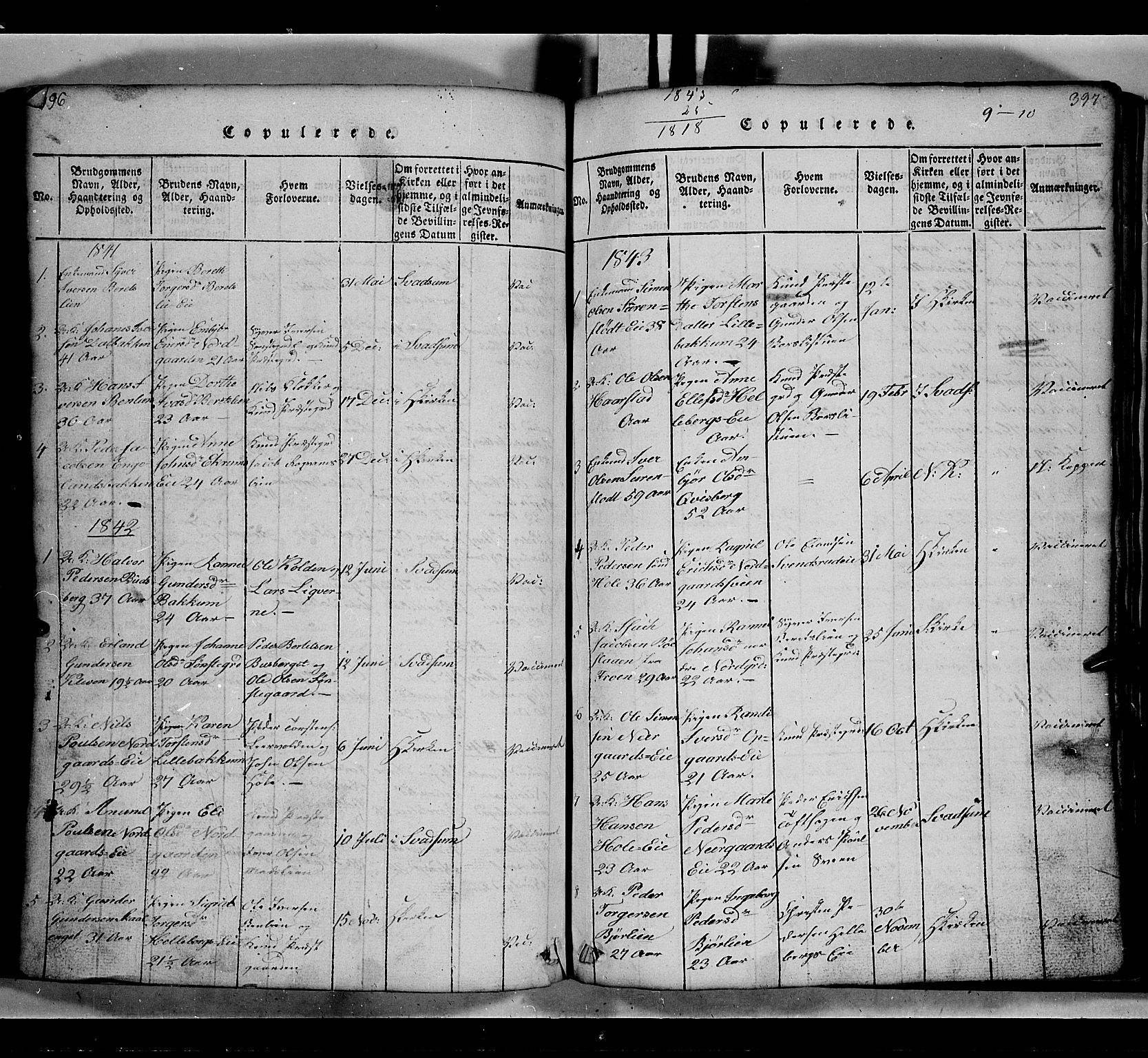 Gausdal prestekontor, SAH/PREST-090/H/Ha/Hab/L0002: Parish register (copy) no. 2, 1818-1874, p. 396-397