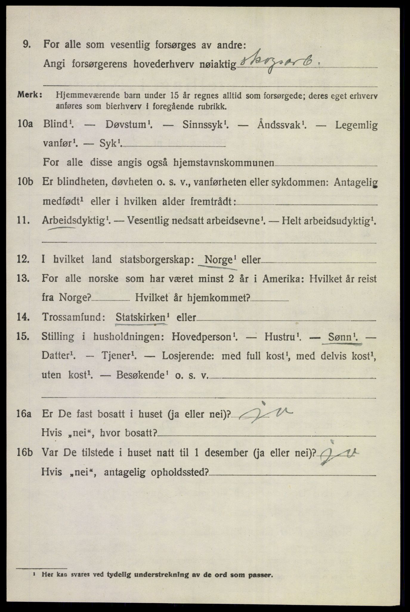 SAKO, 1920 census for Tyristrand, 1920, p. 2981