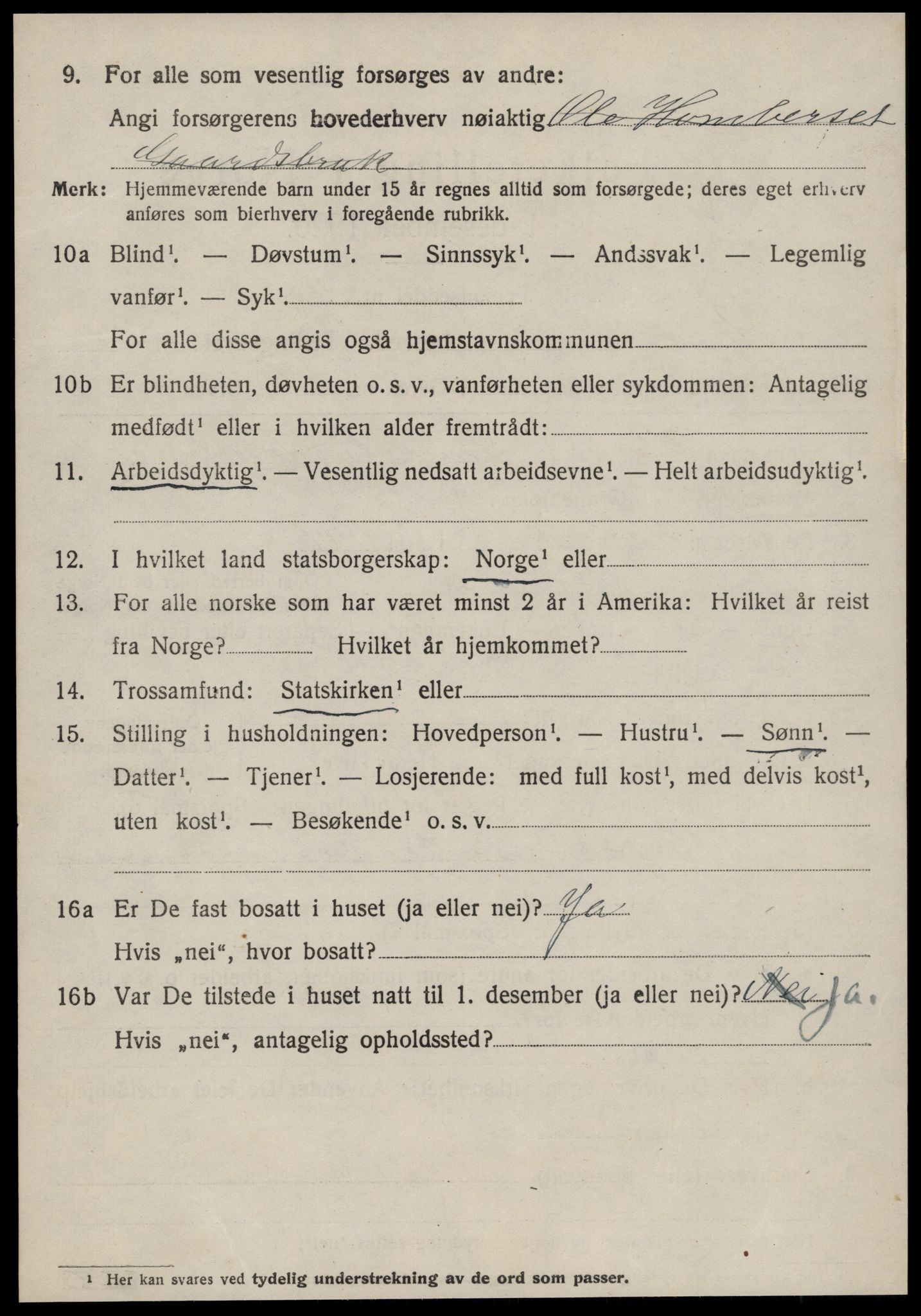 SAT, 1920 census for Volda, 1920, p. 7927