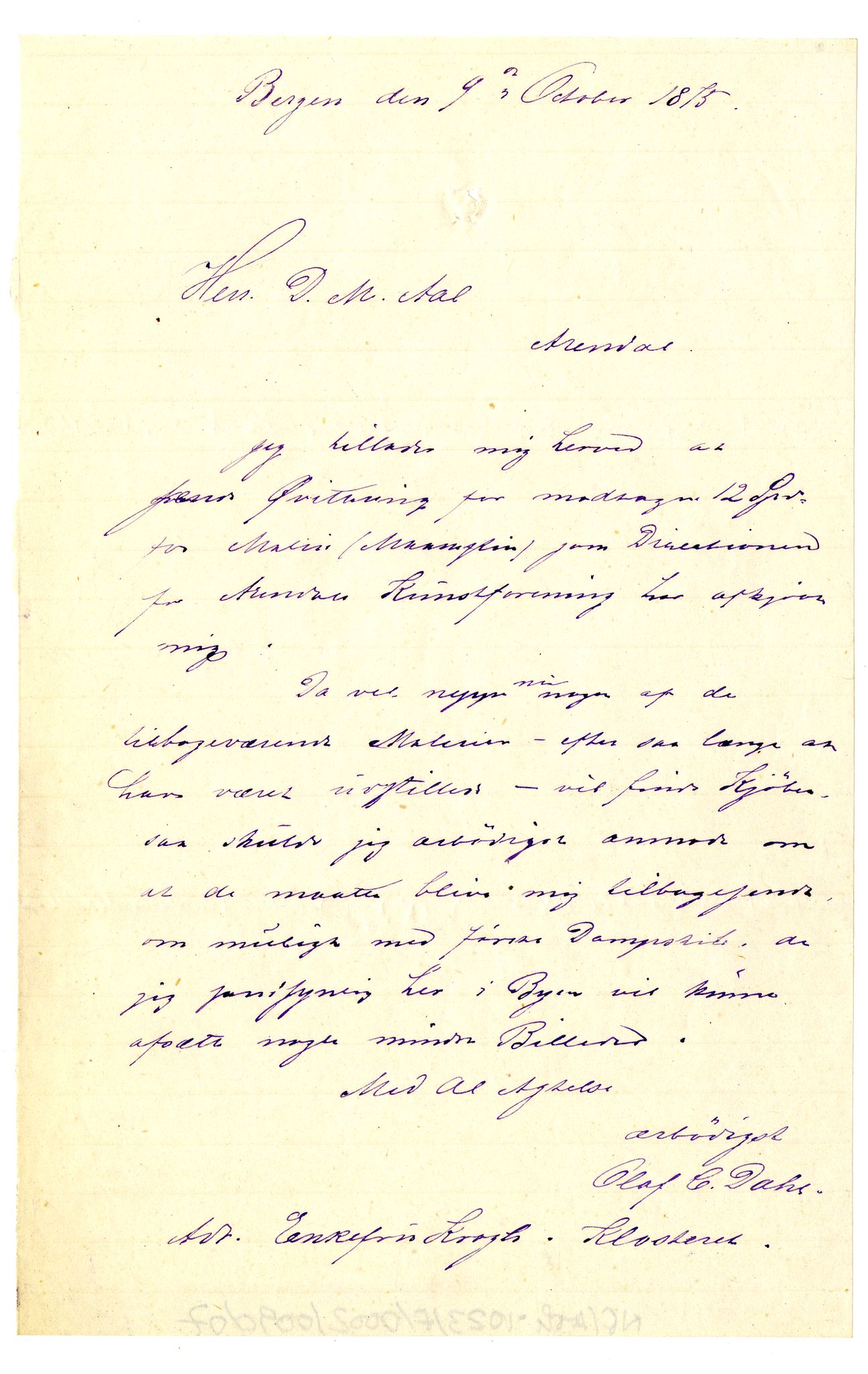 Diderik Maria Aalls brevsamling, NF/Ark-1023/F/L0002: D.M. Aalls brevsamling. B - C, 1799-1889, p. 447