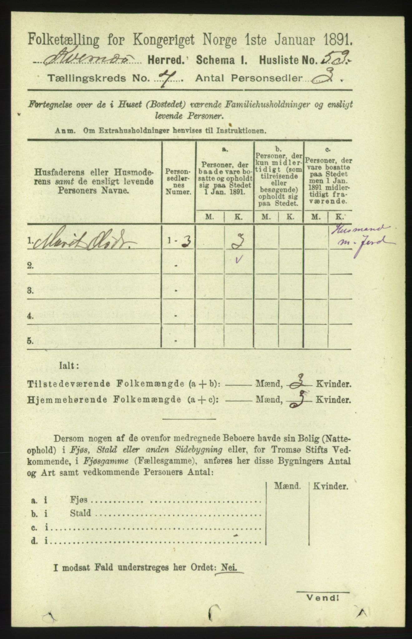 RA, 1891 census for 1553 Kvernes, 1891, p. 1720