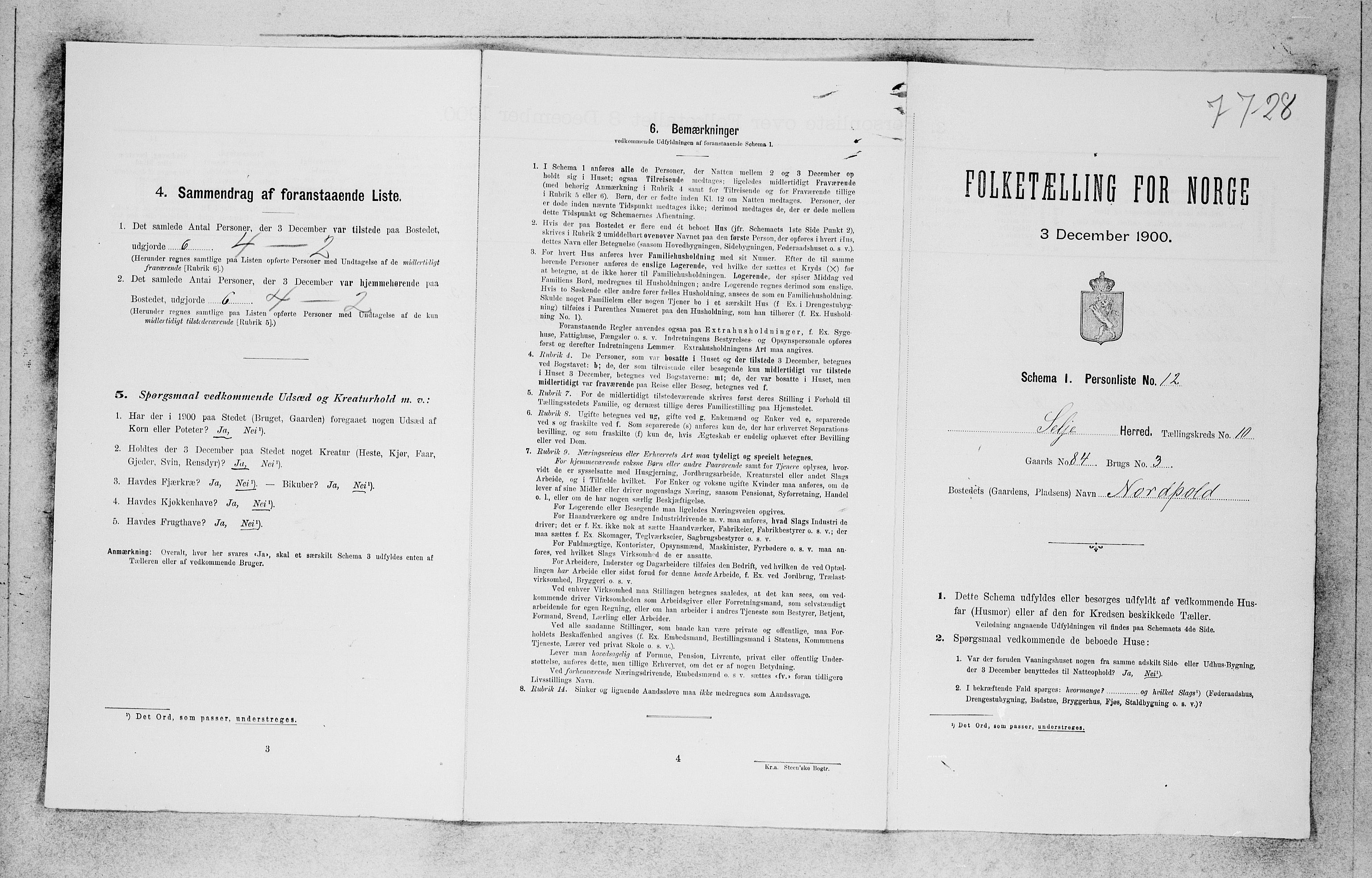 SAB, 1900 census for Selje, 1900, p. 966