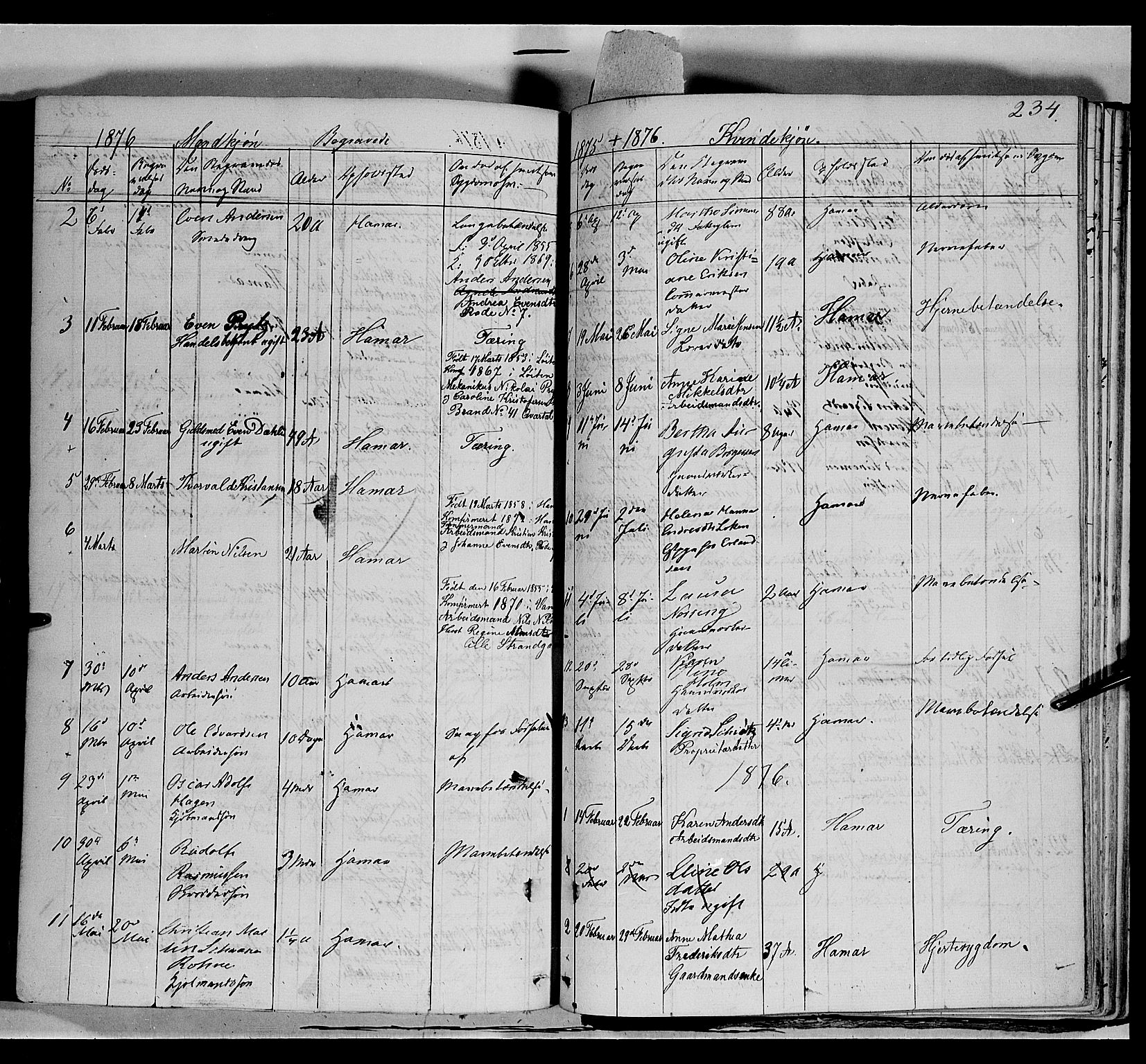 Vang prestekontor, Hedmark, SAH/PREST-008/H/Ha/Haa/L0011: Parish register (official) no. 11, 1852-1877, p. 234
