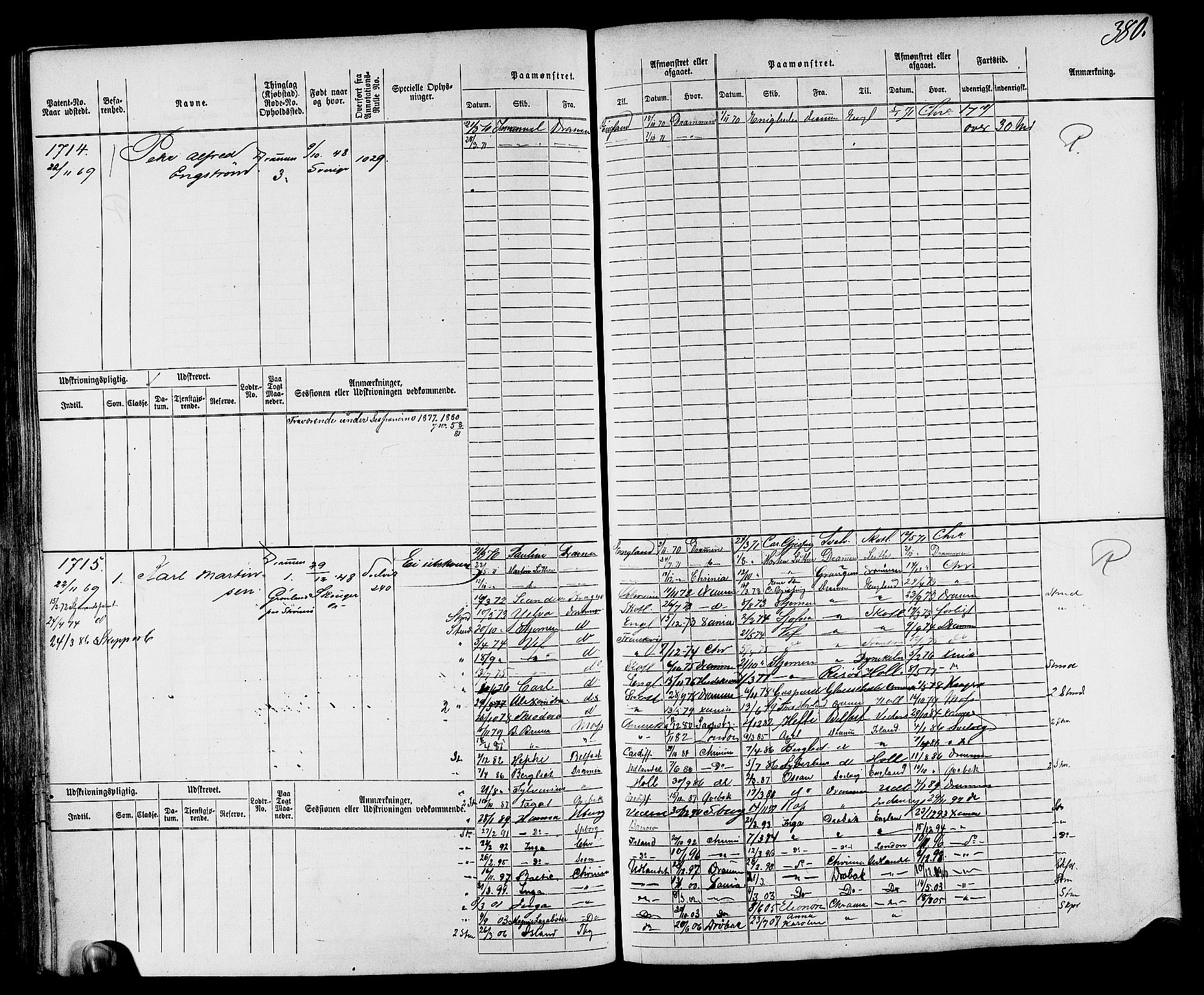 Drammen innrulleringsdistrikt, AV/SAKO-A-781/F/Fc/L0002: Hovedrulle, 1869, p. 387