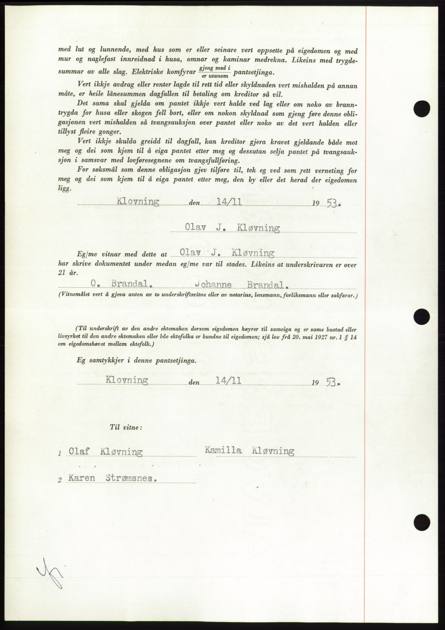 Søre Sunnmøre sorenskriveri, AV/SAT-A-4122/1/2/2C/L0124: Mortgage book no. 12B, 1953-1954, Diary no: : 2908/1953