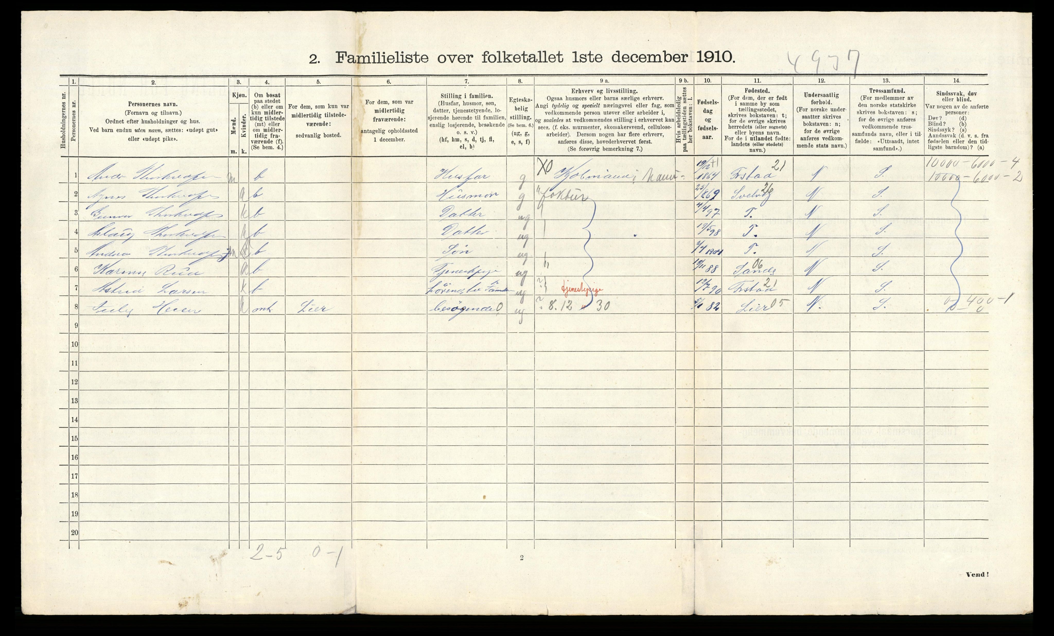 RA, 1910 census for Drammen, 1910, p. 5617