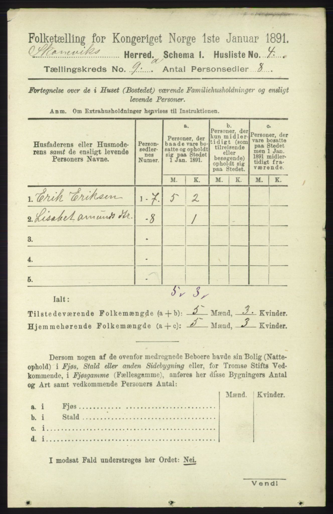 RA, 1891 census for 1212 Skånevik, 1891, p. 2493