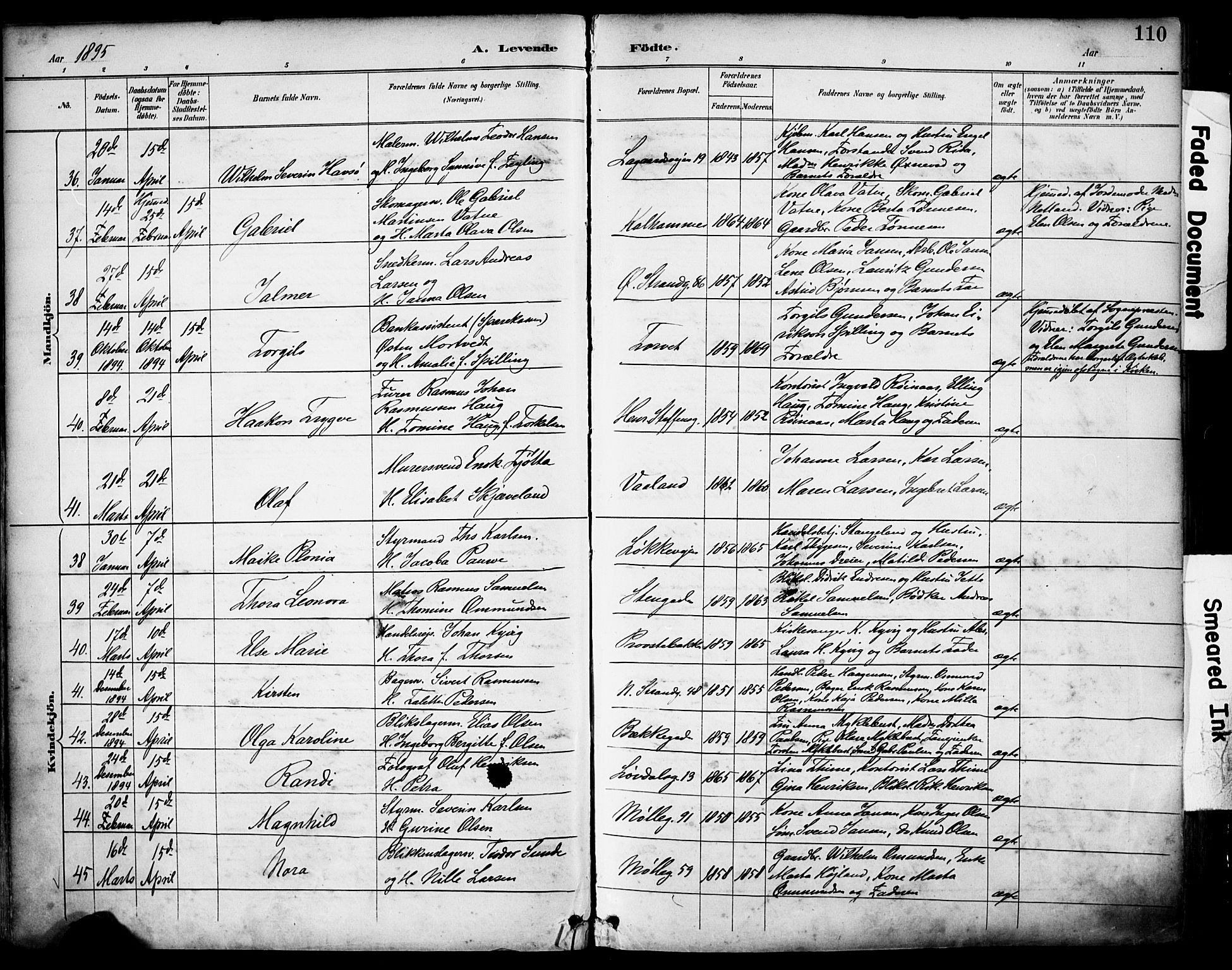 Domkirken sokneprestkontor, SAST/A-101812/001/30/30BA/L0030: Parish register (official) no. A 29, 1889-1902, p. 110