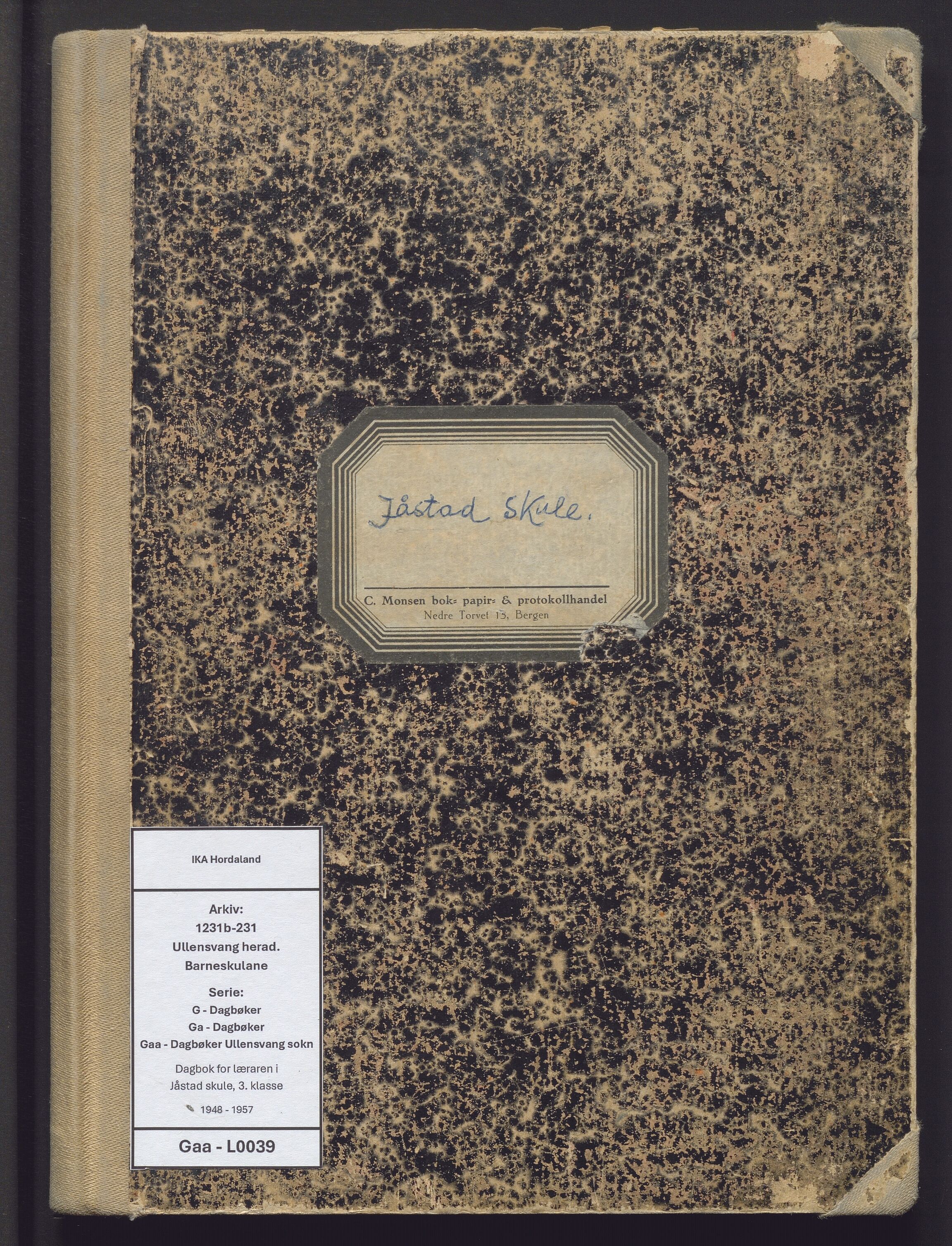Ullensvang herad. Barneskulane , IKAH/1231b-231/G/Ga/Gaa/L0039: Dagbok for læraren i Jåstad skule, 3. klasse, 1948-1957