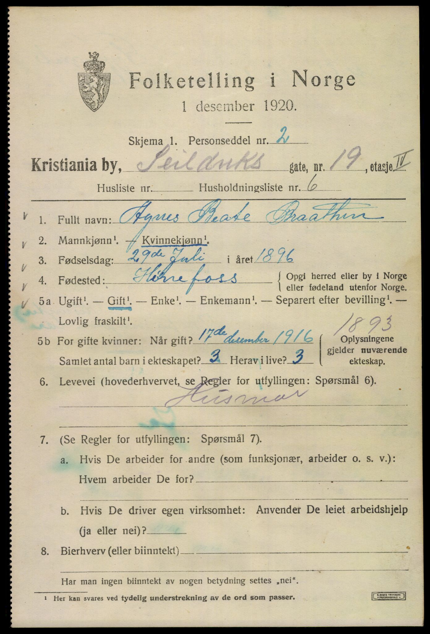 SAO, 1920 census for Kristiania, 1920, p. 507959