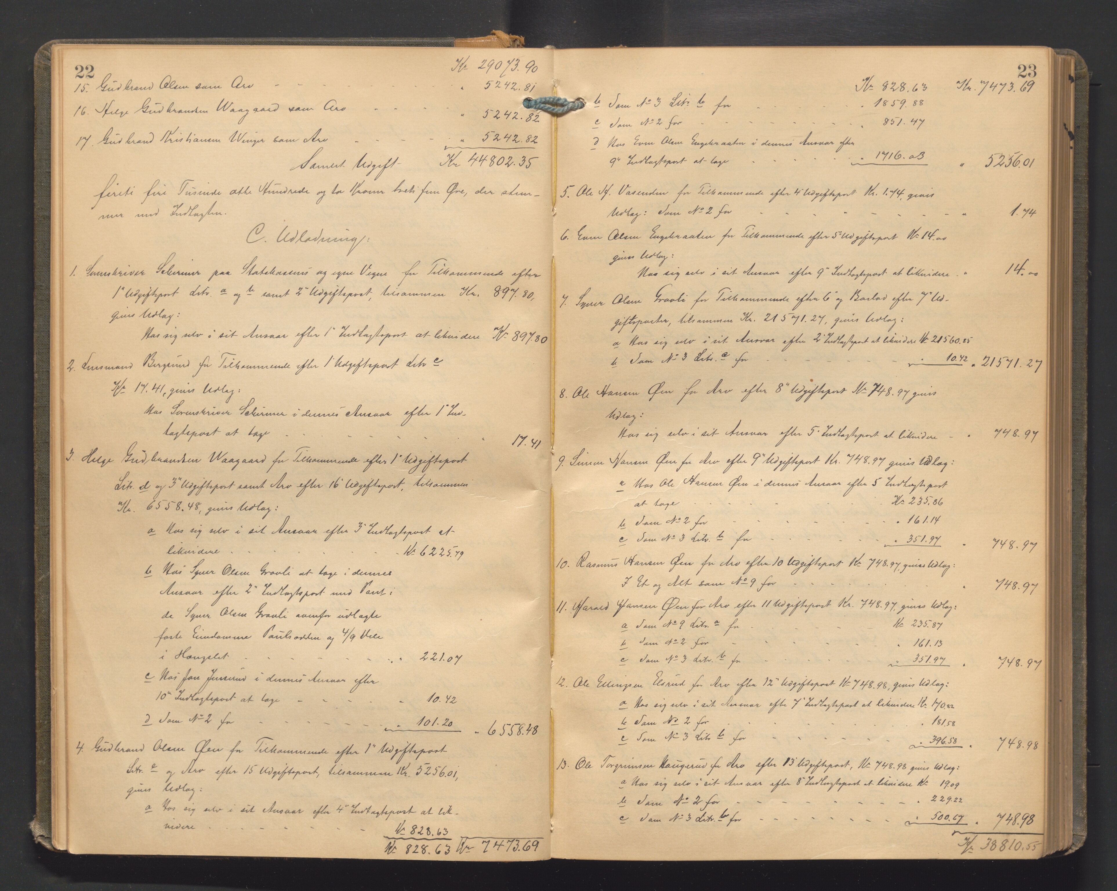 Ringerike sorenskriveri, AV/SAKO-A-105/H/Hb/Hbd/Hbda/L0011: Skifteutlodningsprotokoll, 1896-1904, p. 22-23